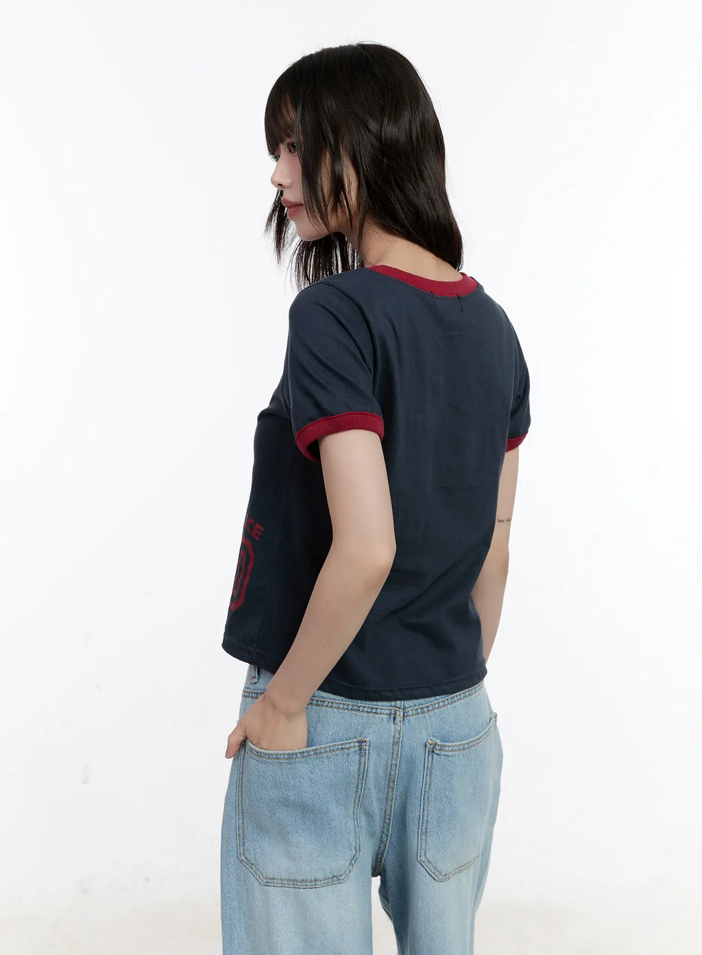 Contrast Trim Graphic Baby Tee CL507