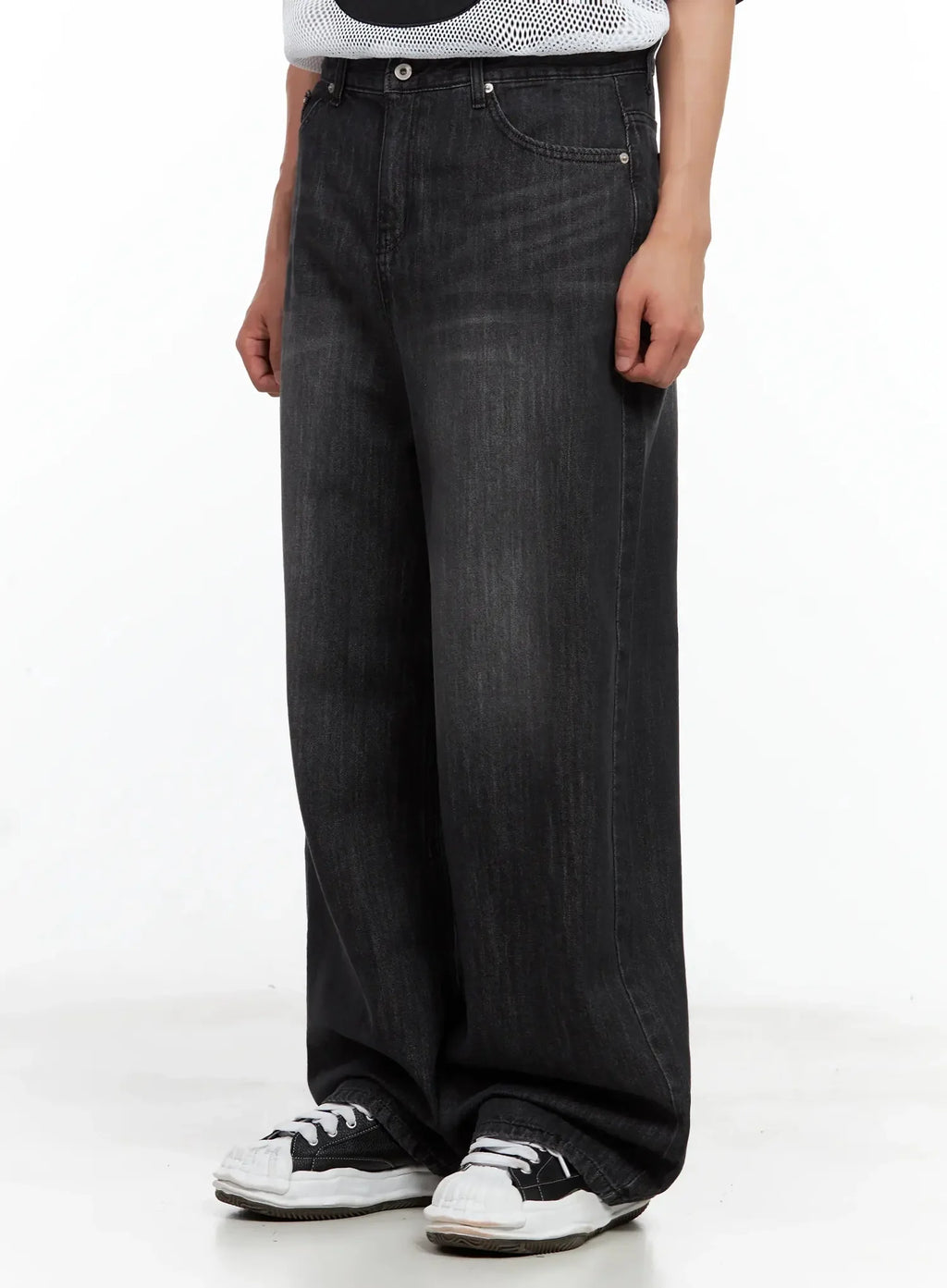 Men's Wide-Leg Washed Jeans IL516