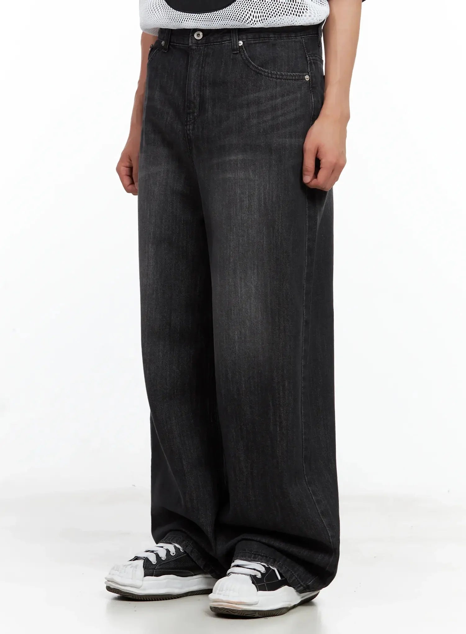 Men's Wide-Leg Washed Jeans IL516