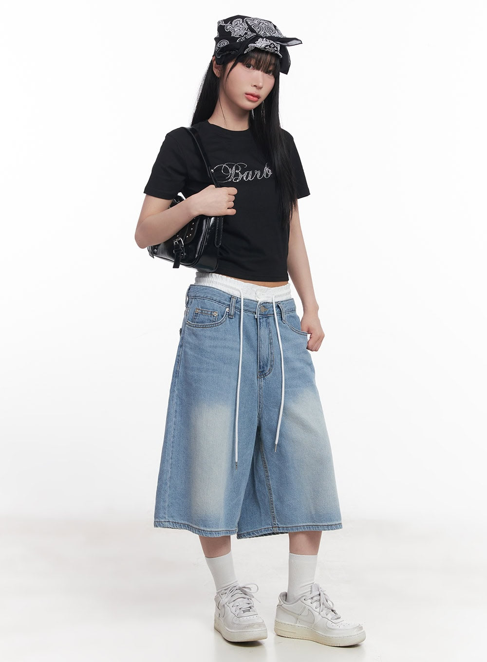 Layered Drawstring Baggy Jorts CY527