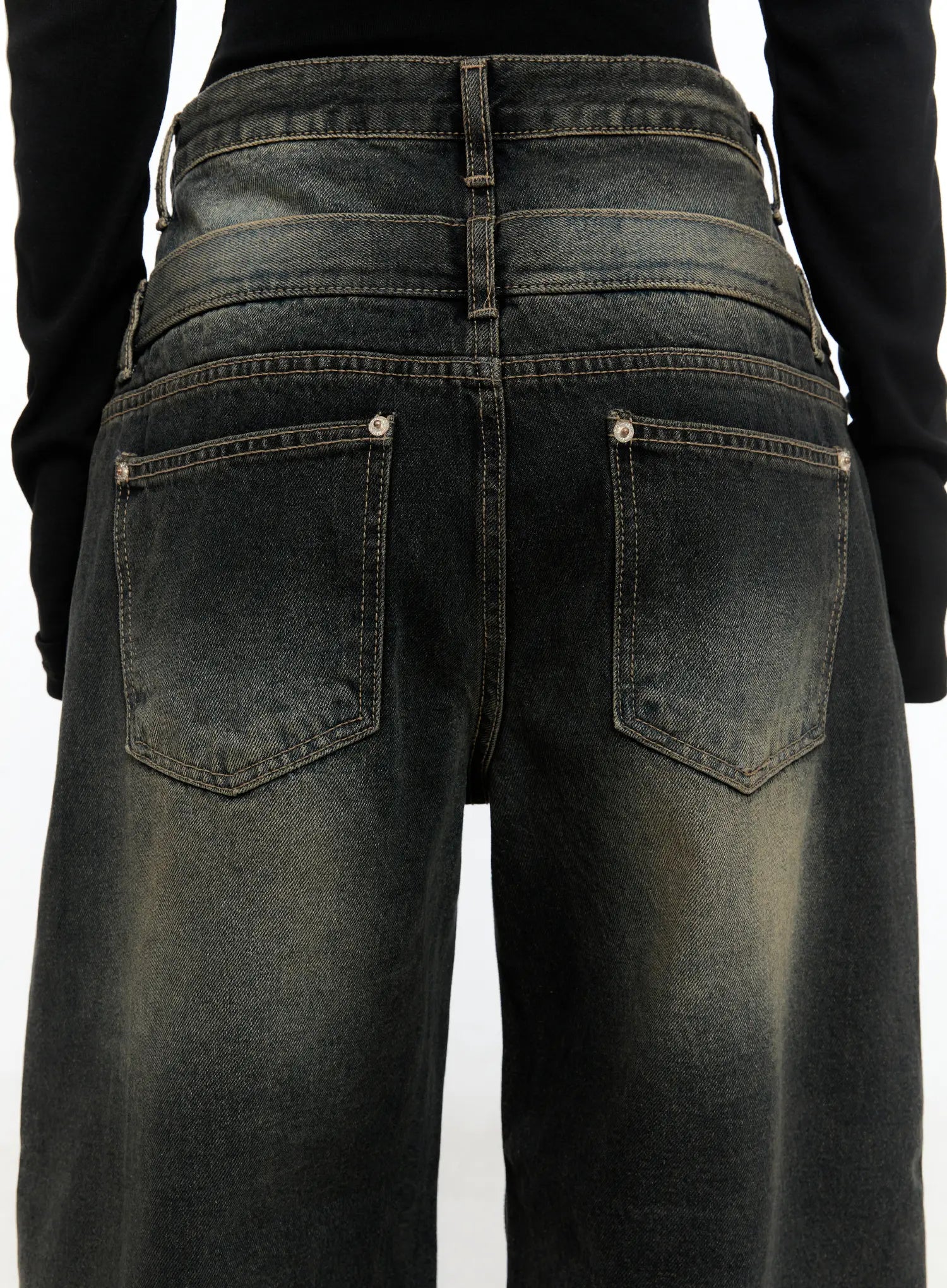 Gustav Double Waist Washed Baggy Jeans CS524