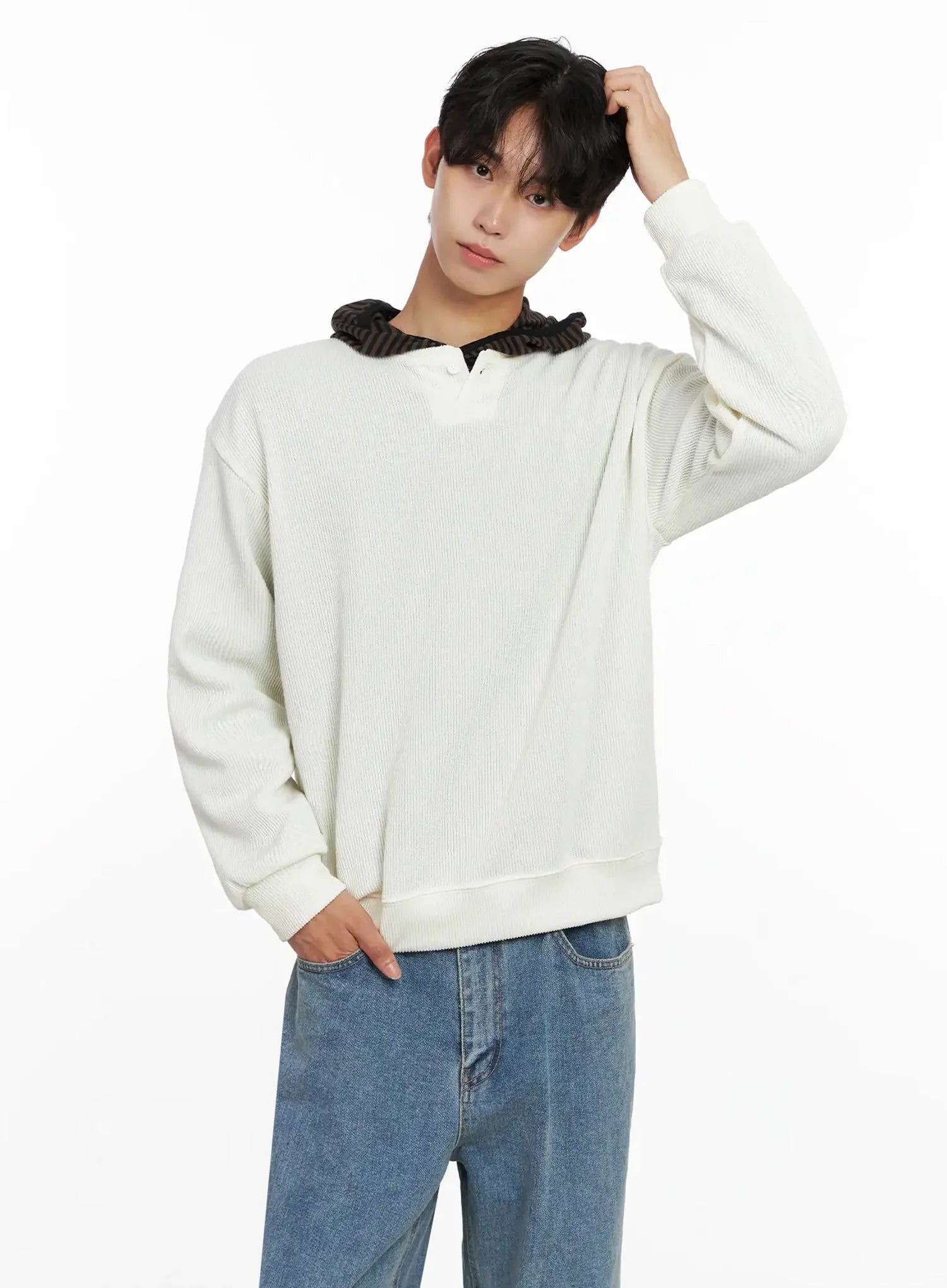 Men's Henley Neck Sweatshirts IO517