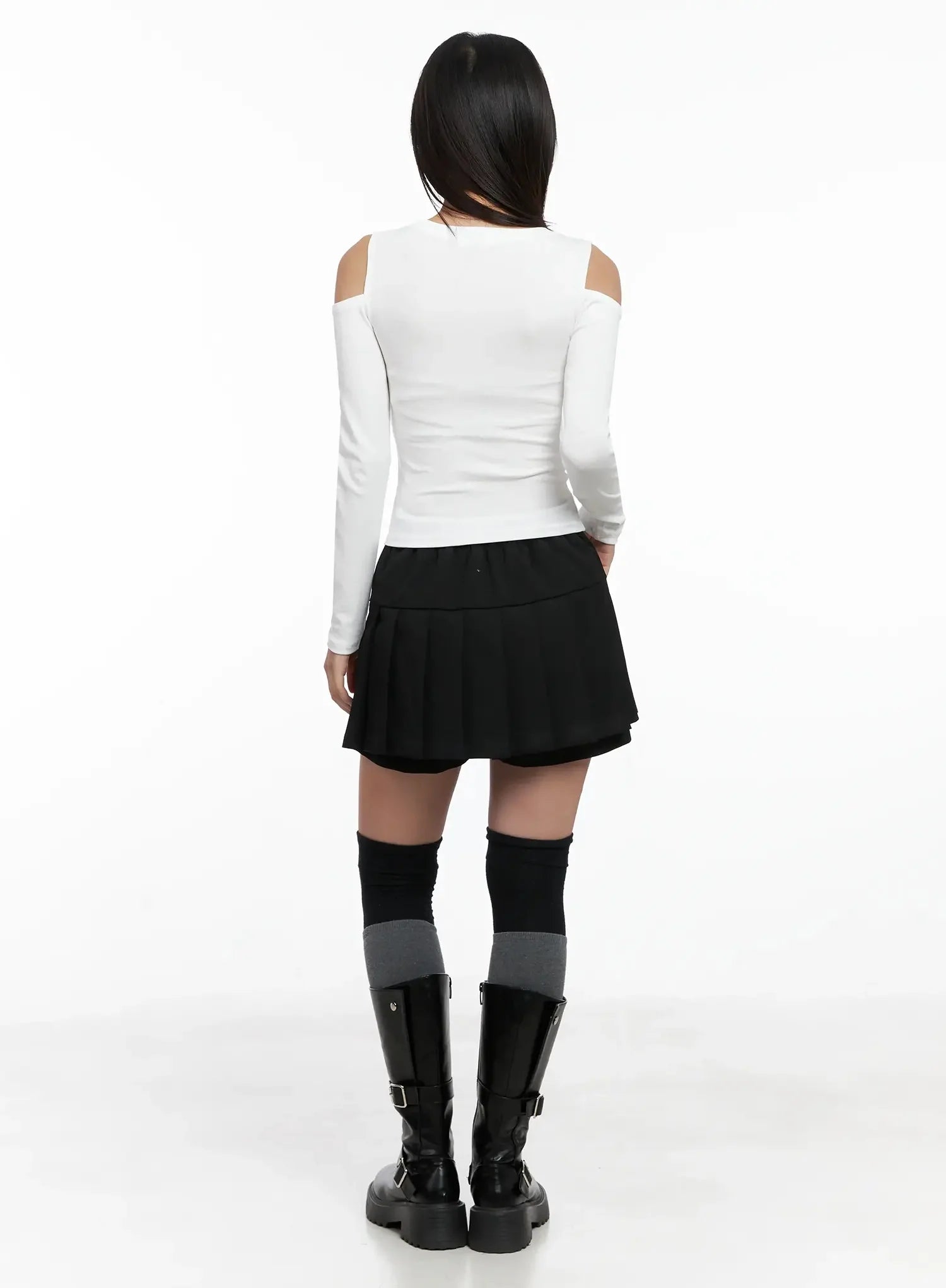 Cut-Out Ribbed Off-Shoulder Top IG527