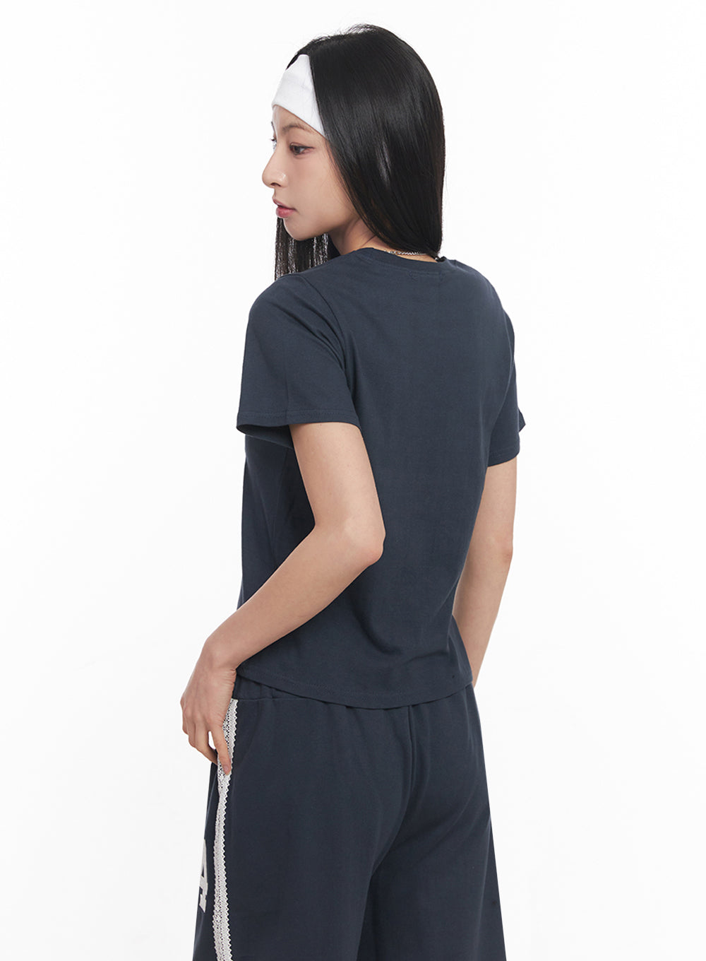 Lace Embroidered "84" Graphic Tee IY516