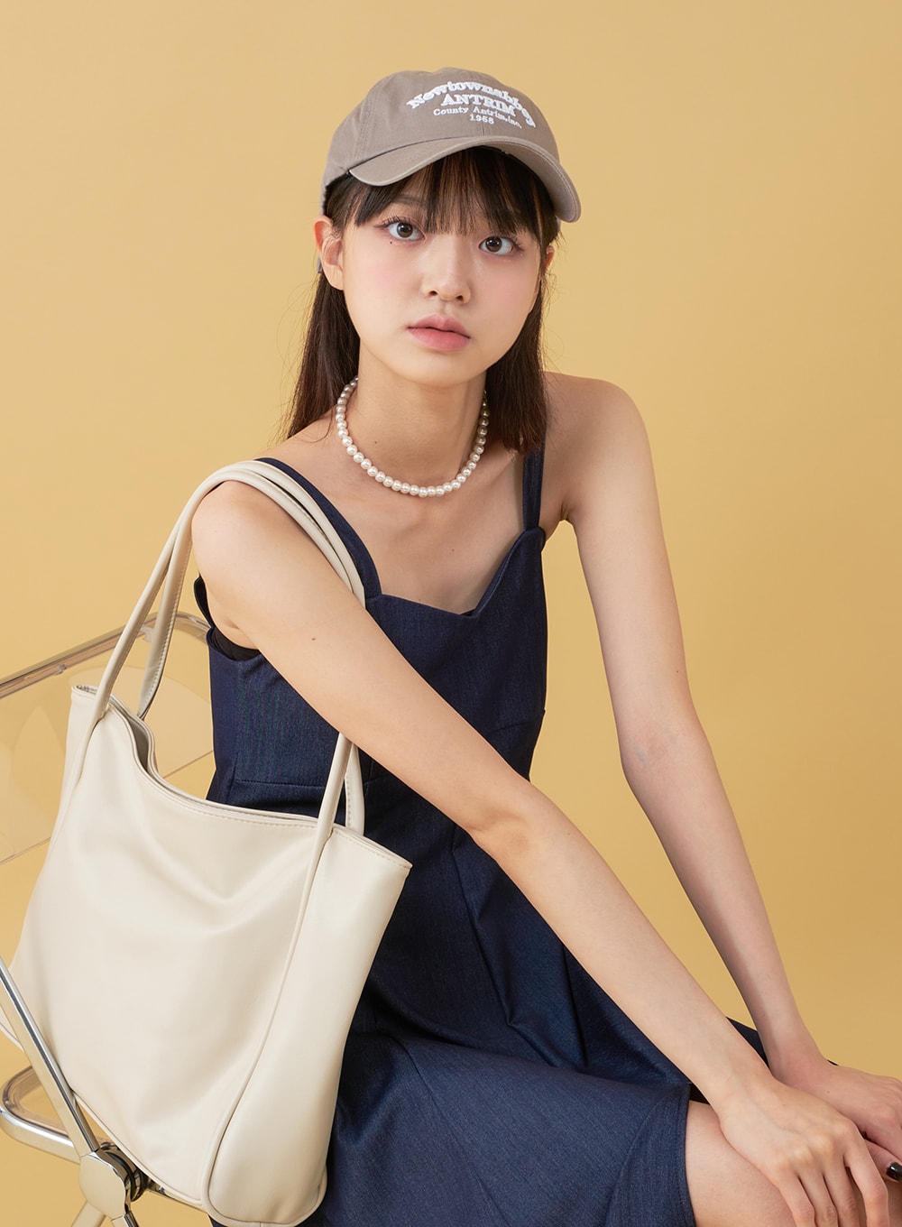 New Town Lettered Cotton Baseball Cap OU13