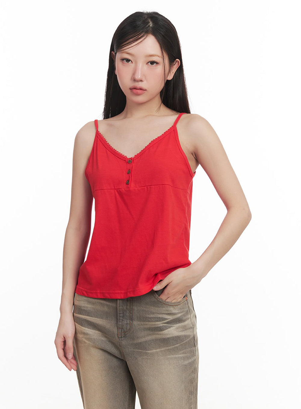 Lace Buttoned Cami Top IM528