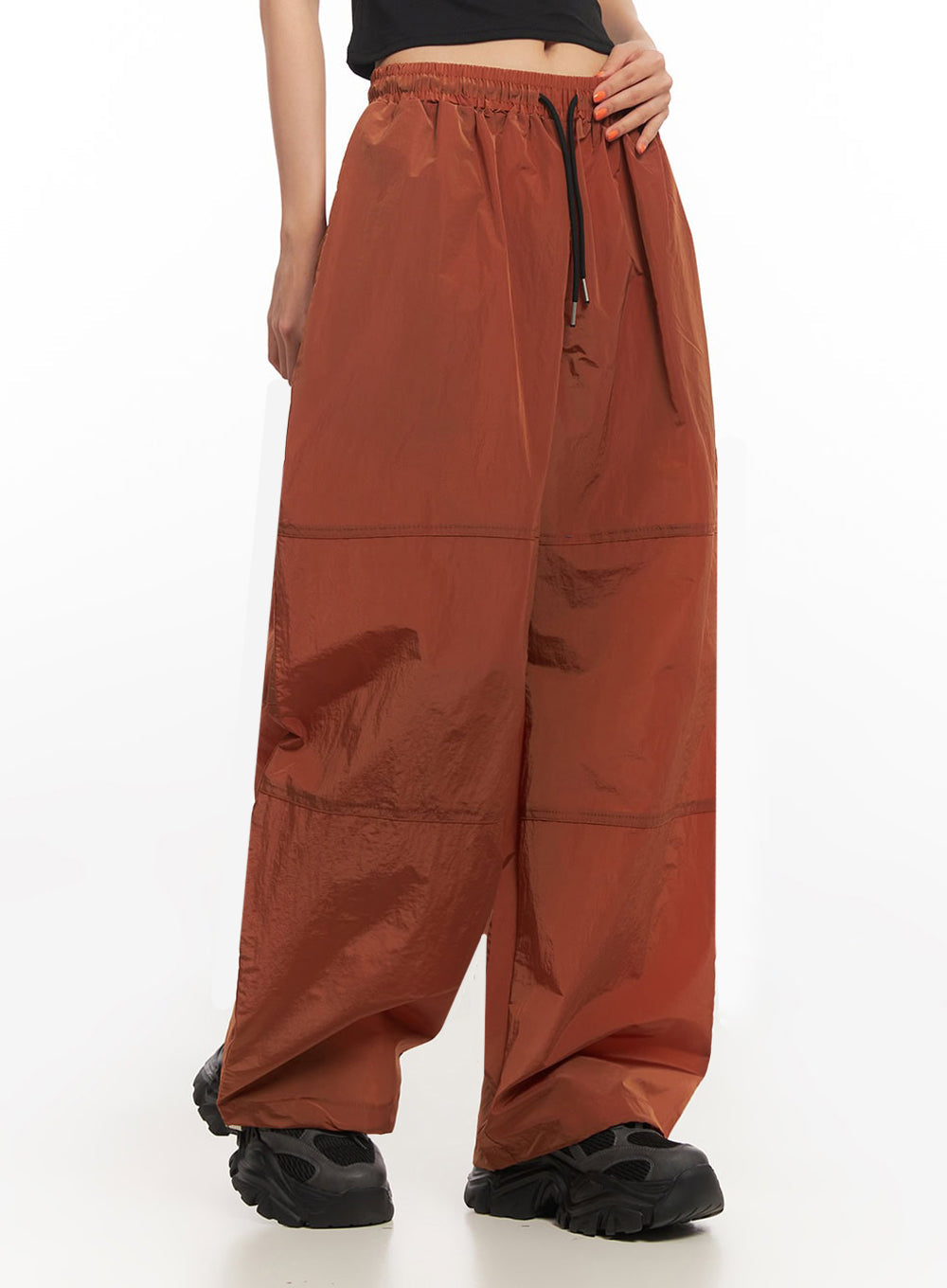 Adjustable Nylon Wide-Leg Pants IA504