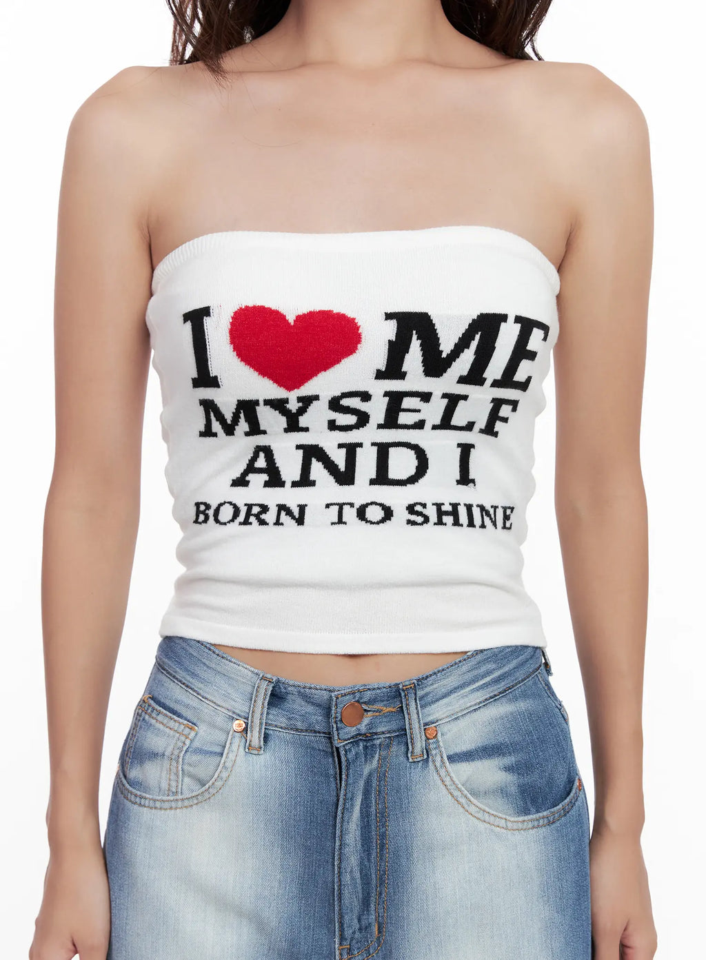 Knit "I Love Myself" Tube Top CL521