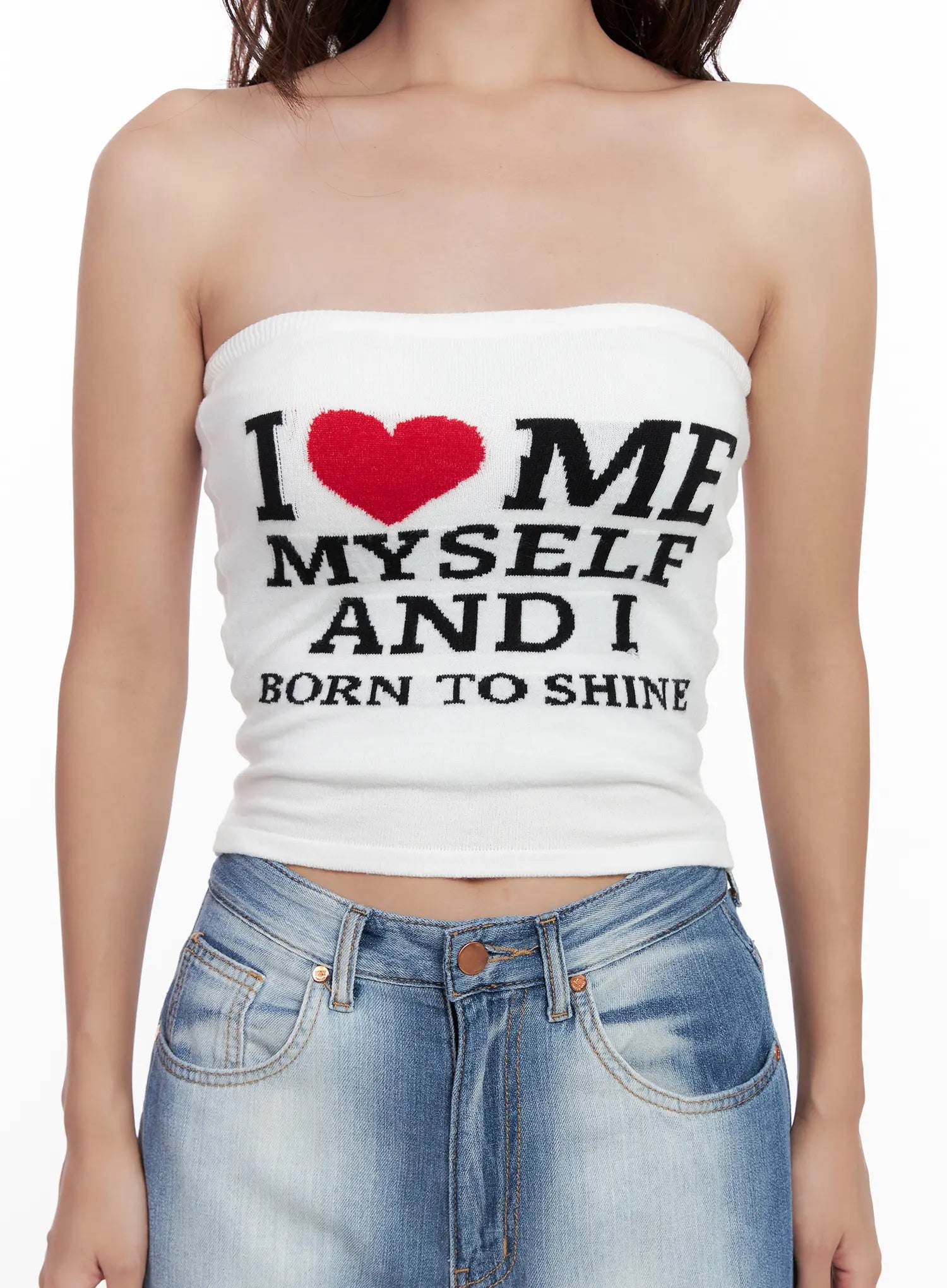 Knit "I Love Myself" Tube Top CL521