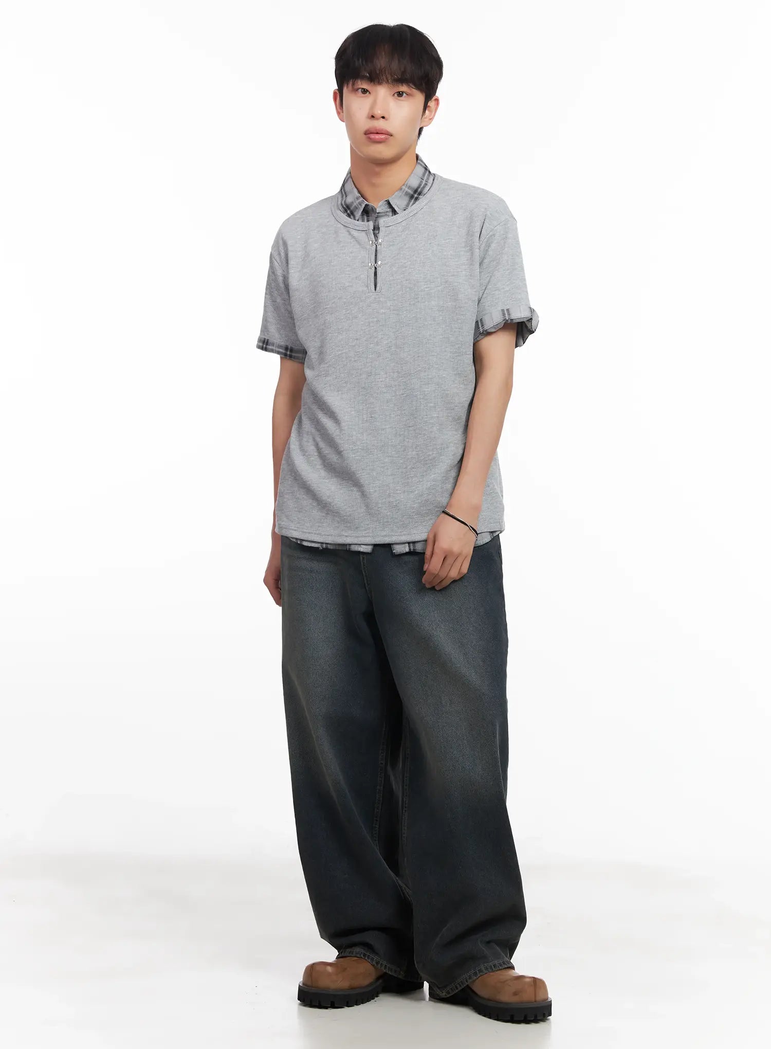 Men's Henley Neck Short-Sleeve Tee IU519