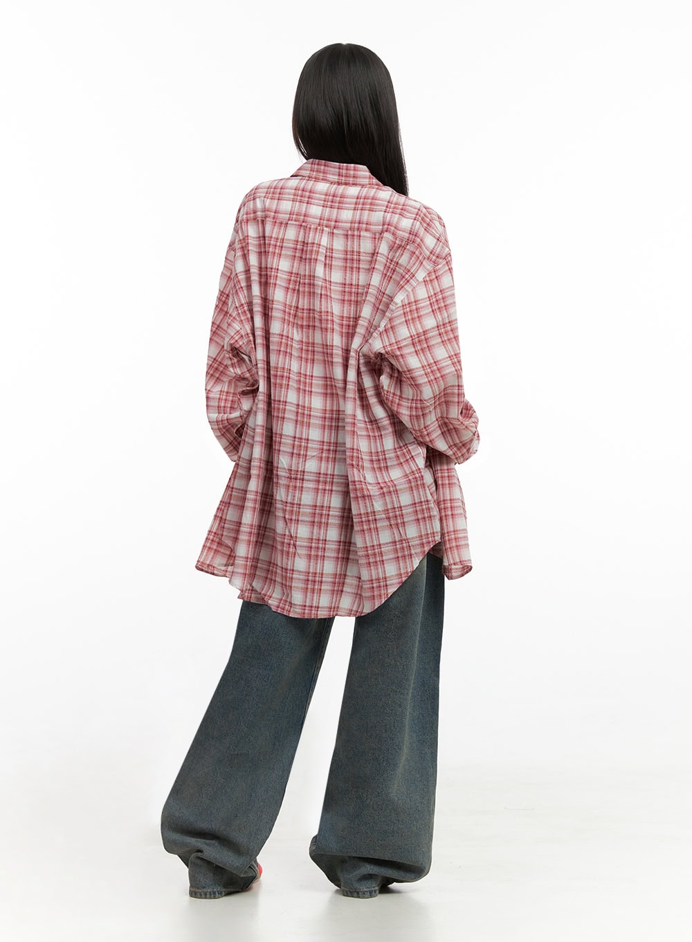 Checkered Cotton Oversized Shirt IO430