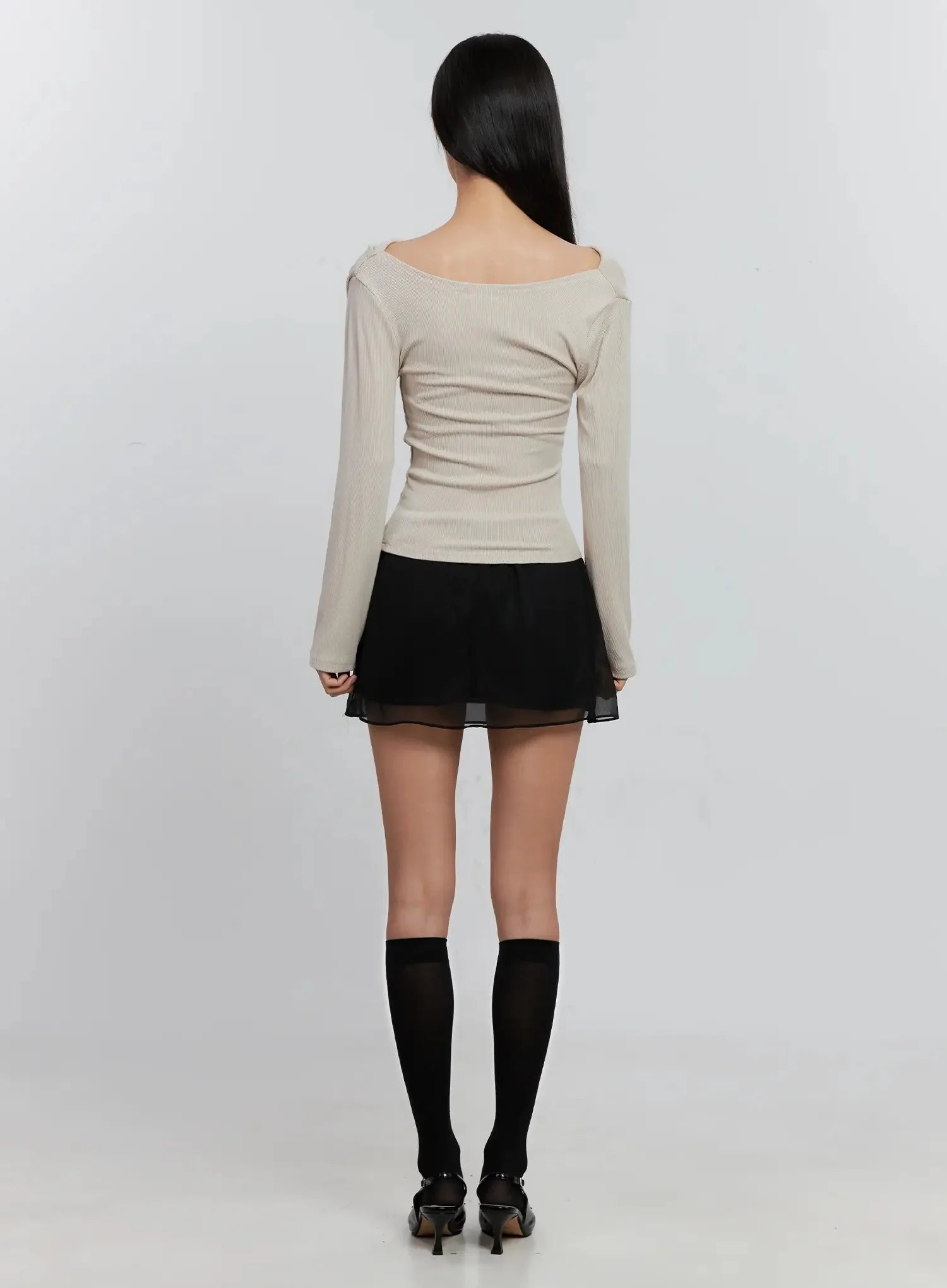 Asymmetric Long Sleeve Top IS516