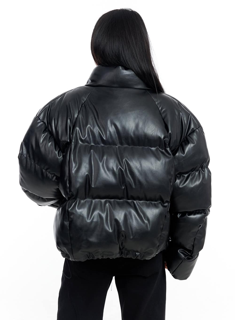 Faux Leather Puffer Jacket CO425