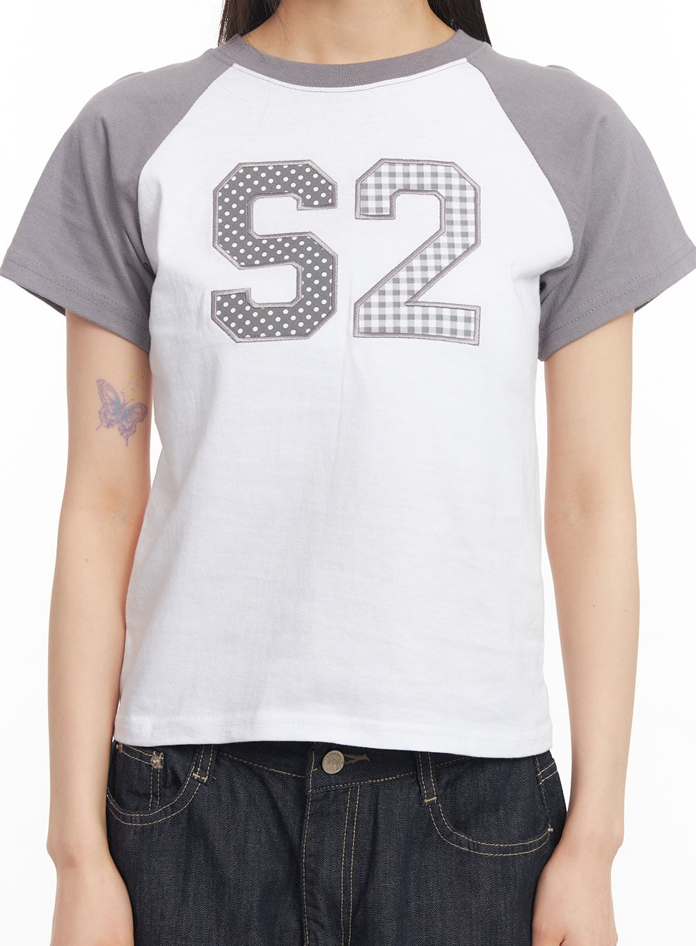 Check Embroidered Crop Top CA522