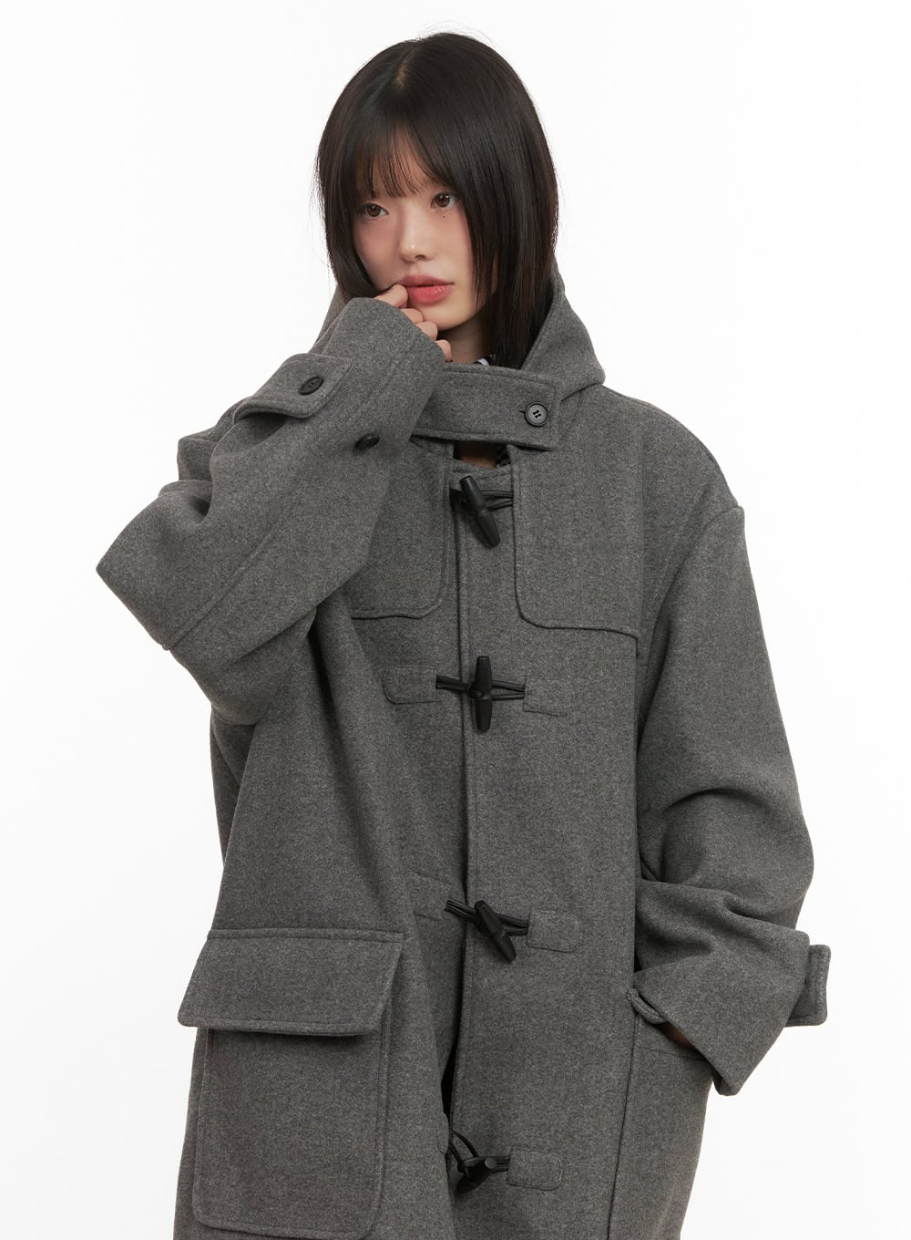 Oversized Wool-Blend Hooded Coat CD425