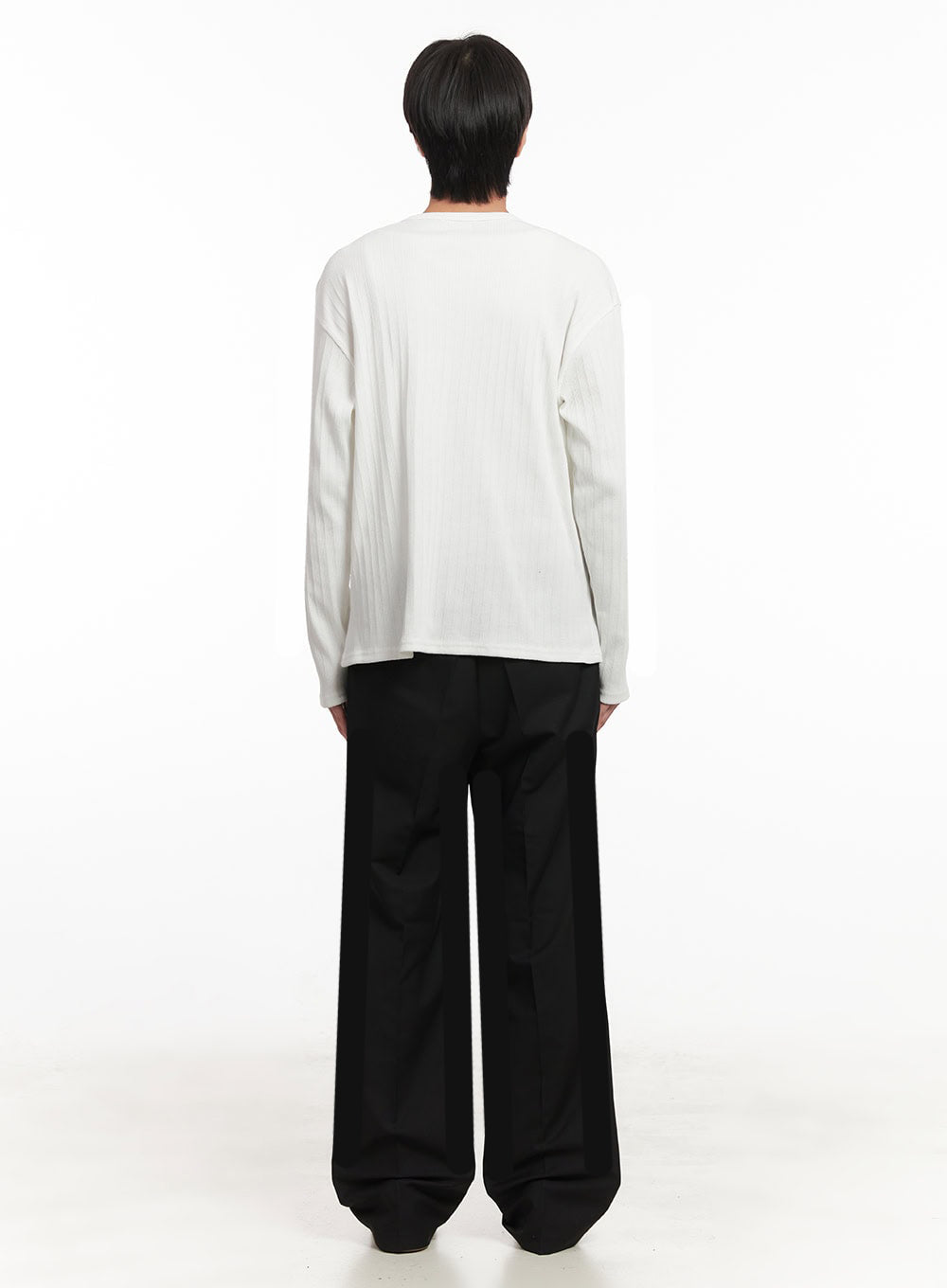 Men's Ribbed Buttoned Long-Sleeve Shirt IA511