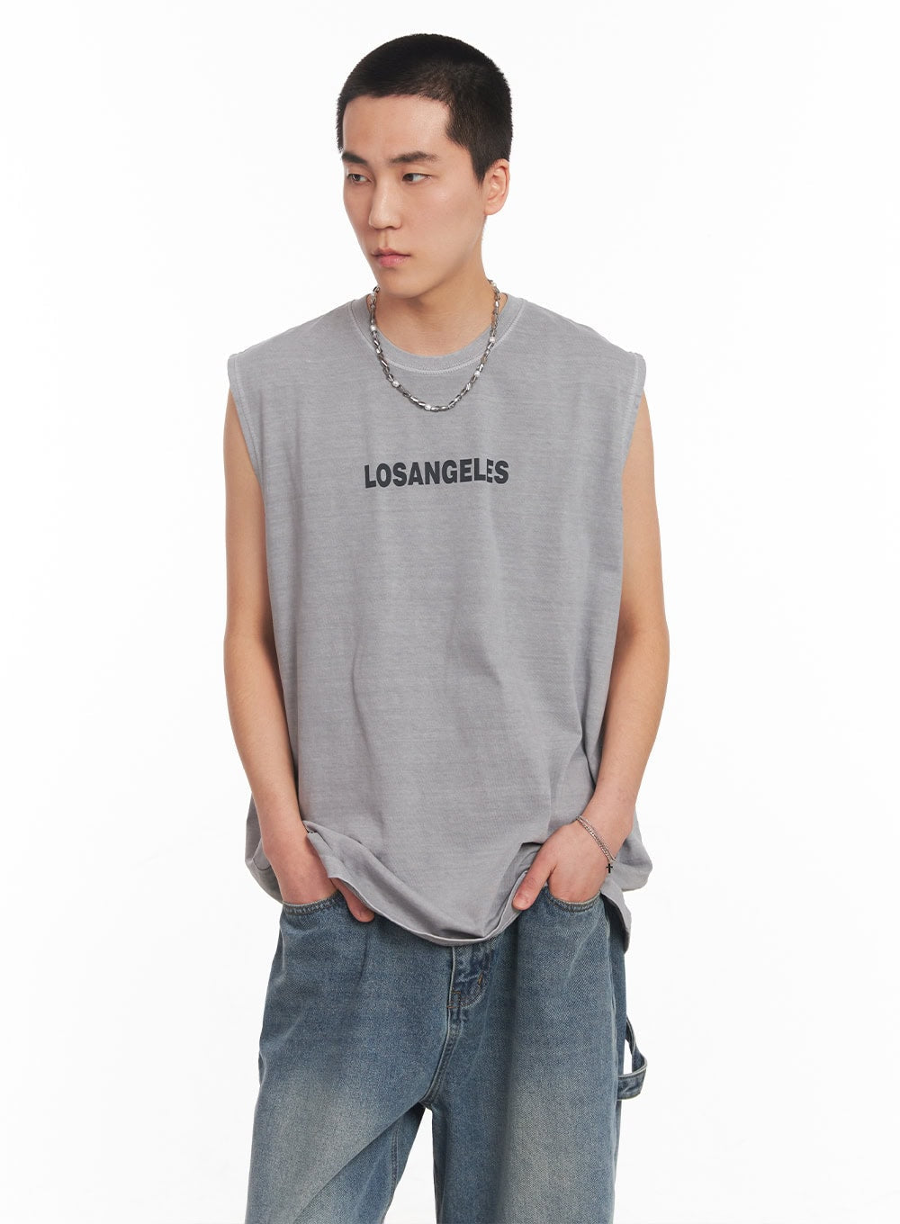 Men's Los Angeles Graphic Loose-Fit Sleeveless Shirt IY506