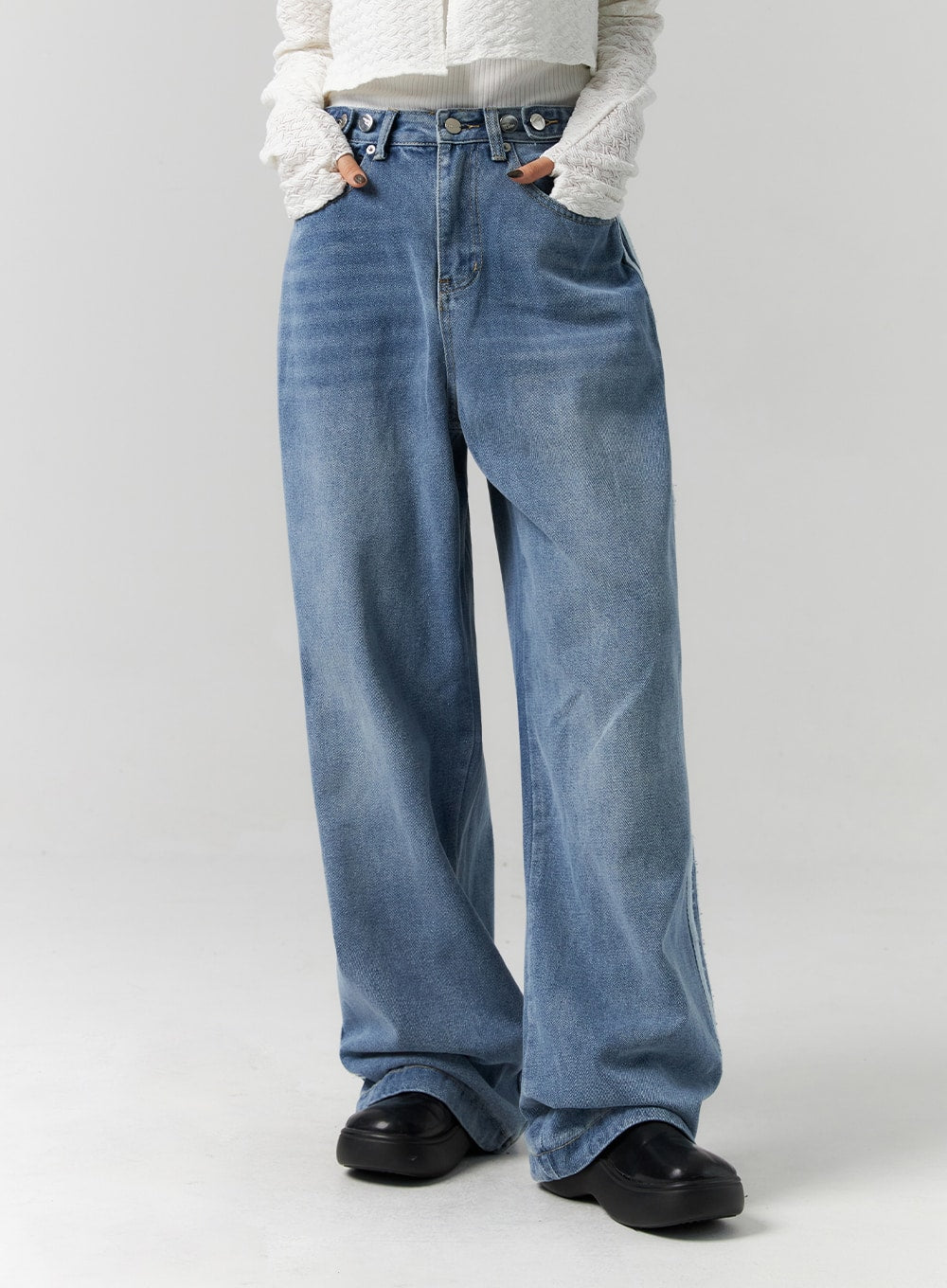 Side Stripes Wide Leg Jeans CS314