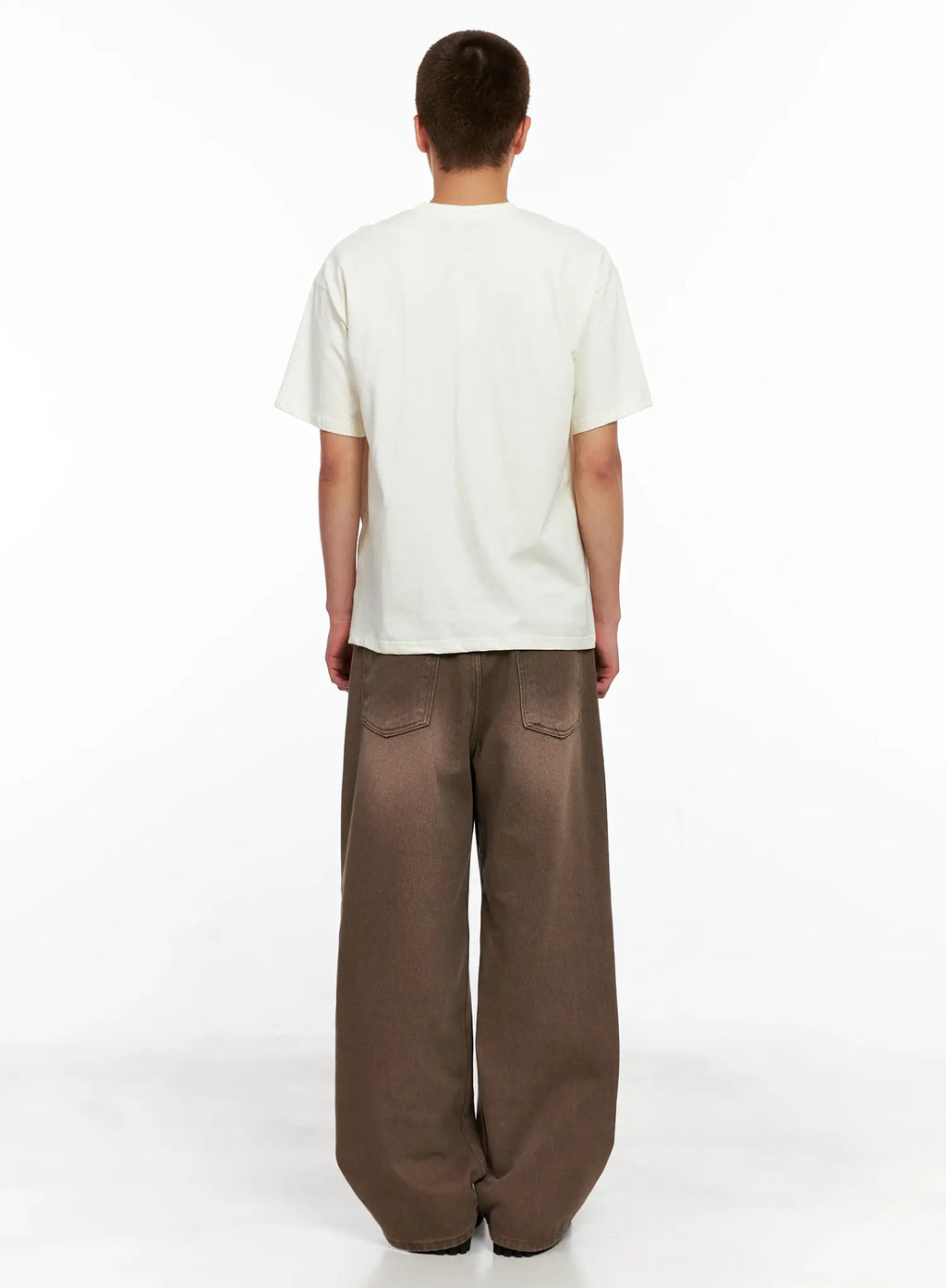 Men's Washed Wide-Leg Denim Jeans IG511