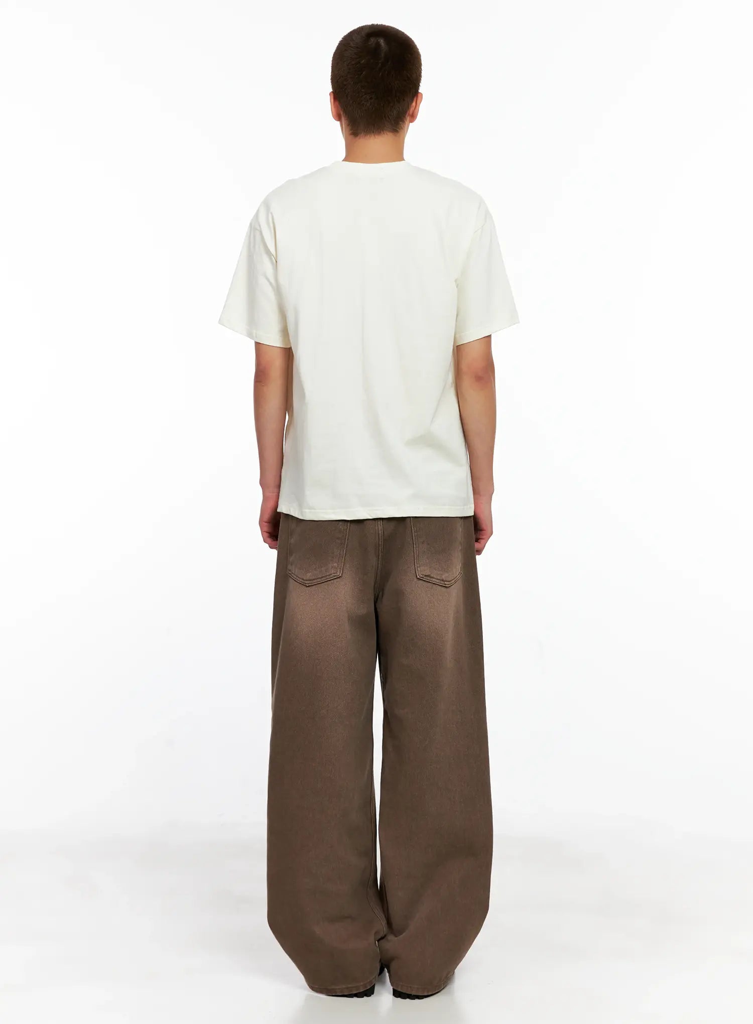 Men's Washed Wide-Leg Denim Jeans IG511