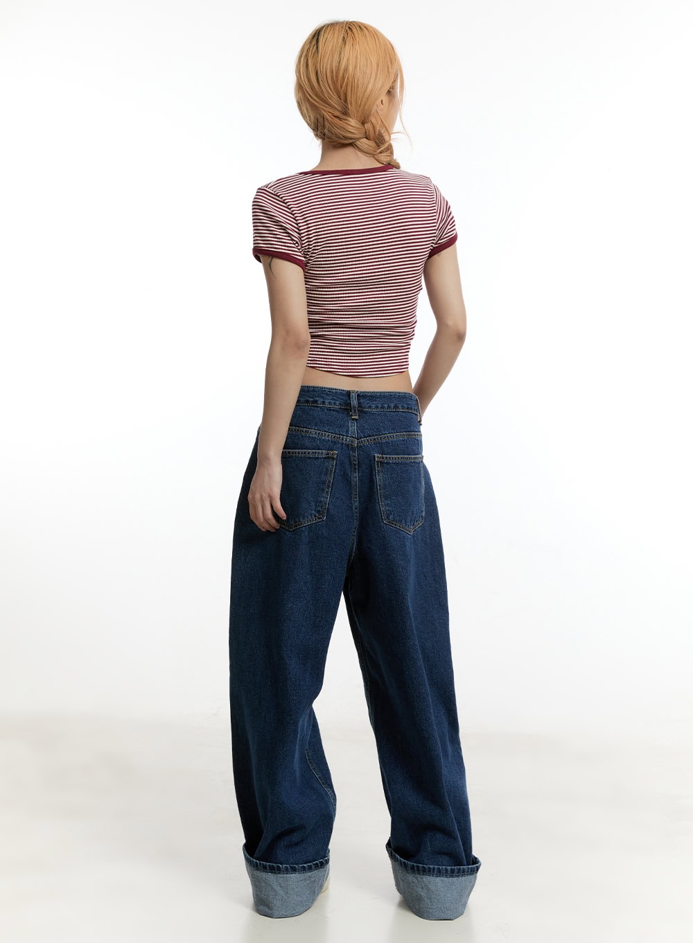 Stripe Buttoned Crop Top CY501