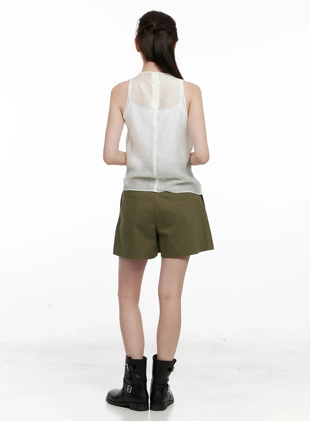 Draped Button Sleeveless Blouse CL523