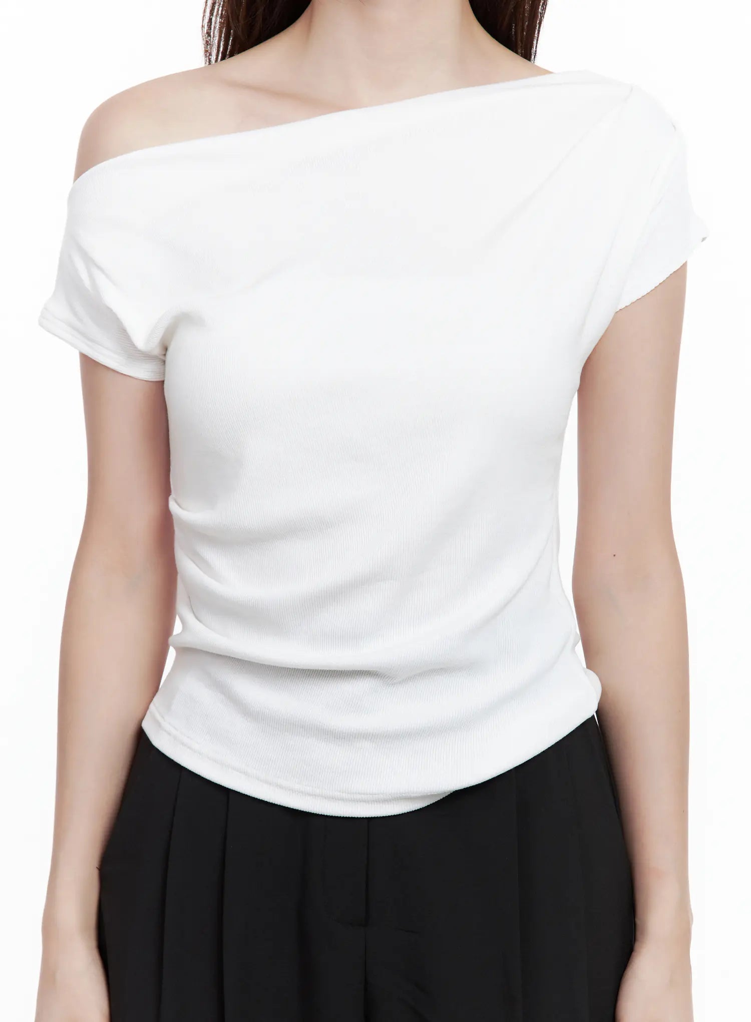 Asymmetrical Off-Shoulder Short-Sleeve Top CL502