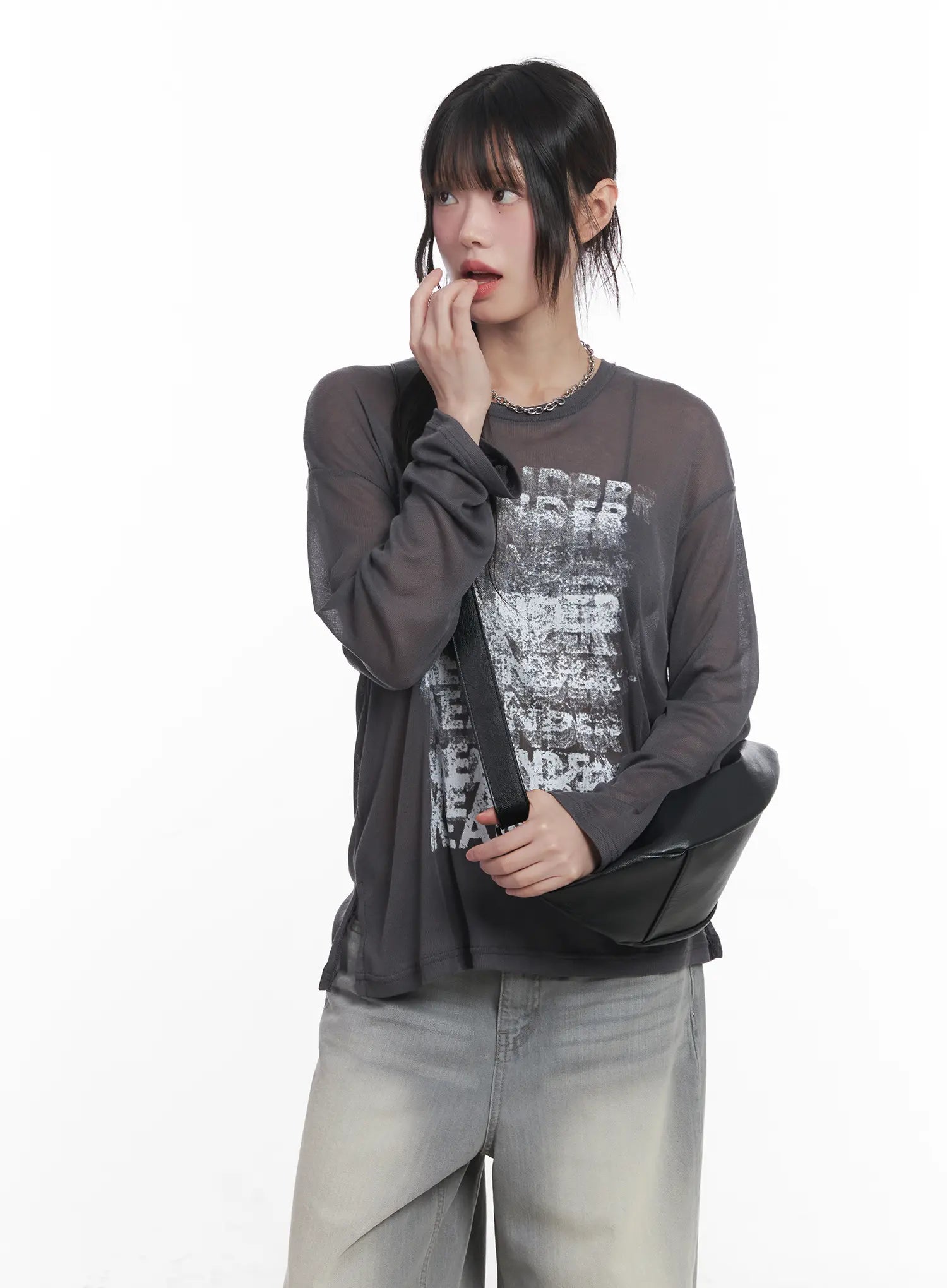 Sheer Graphic Long-Sleeve Shirt  CU520