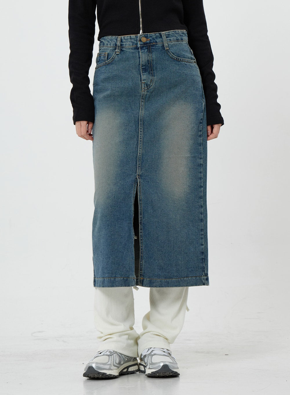 Washing Denim Long Skirt CS19