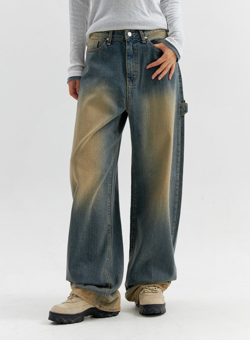 Vintage Wash Wide Leg Jeans CO306