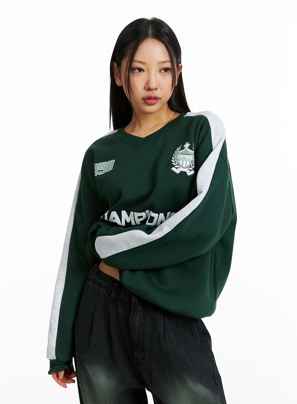 Oversized V Neck Sweatshirt IN322