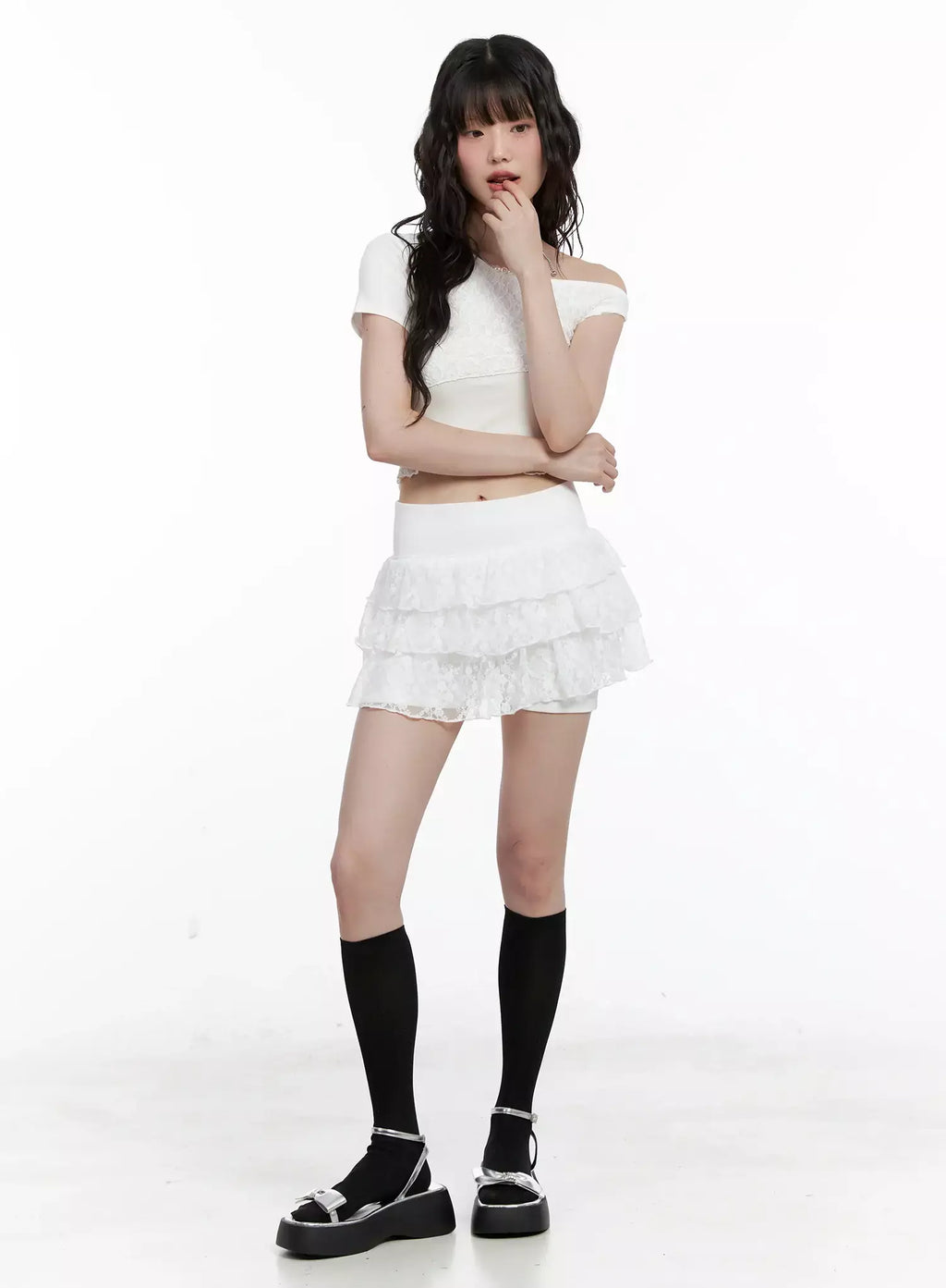 Lace Tiered Ruffle Skirt IL531