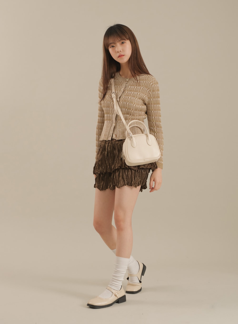 Mixed Check Cropped Cardigan J17