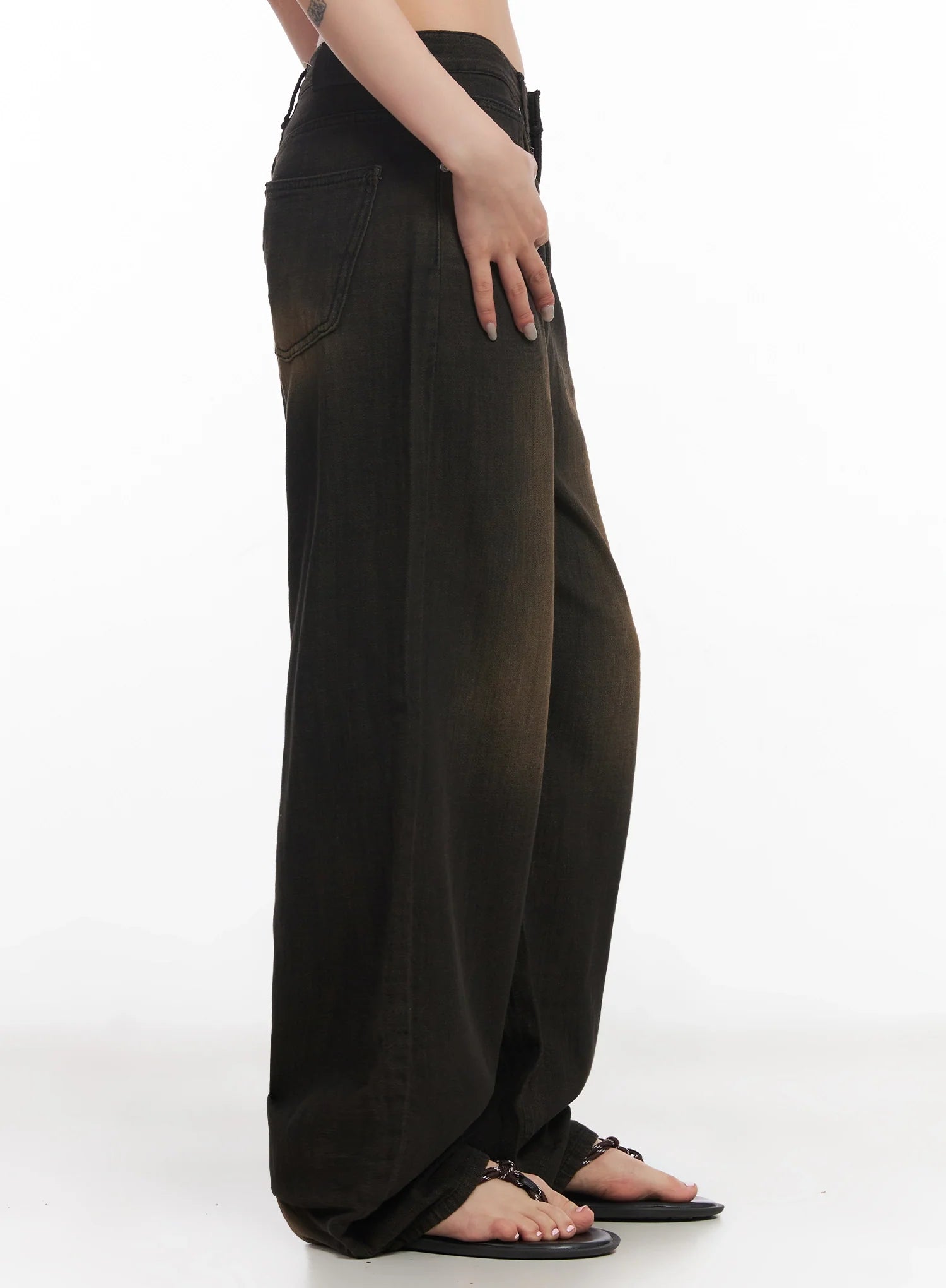 Moka Summer-Wash Wide-Leg Denim Pants IC503