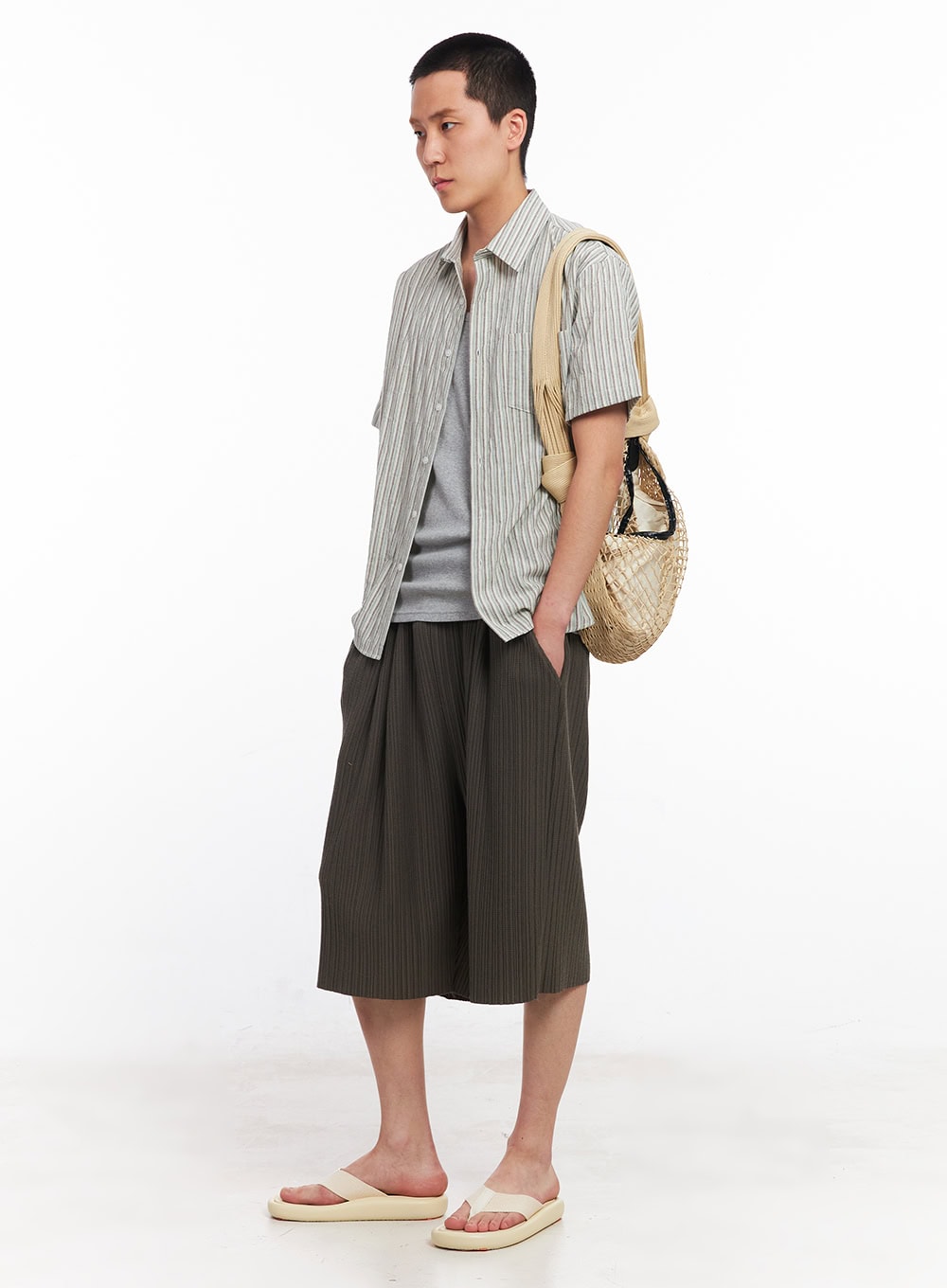 Men's Striped Collared Shirt IU512