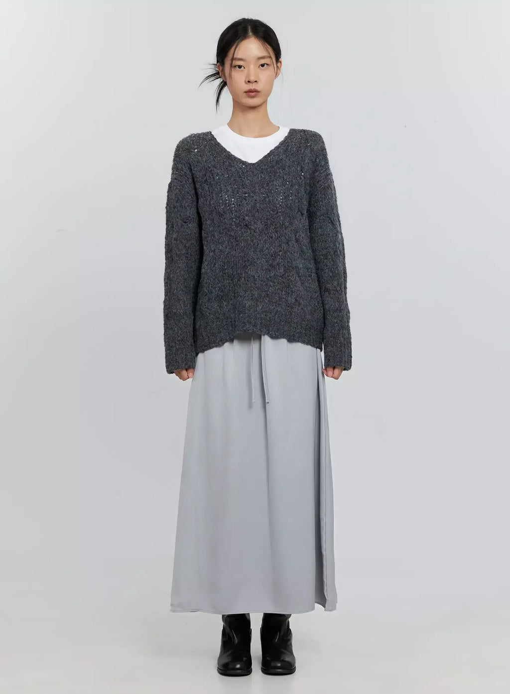 Elegant Satin Maxi Skirt IS516