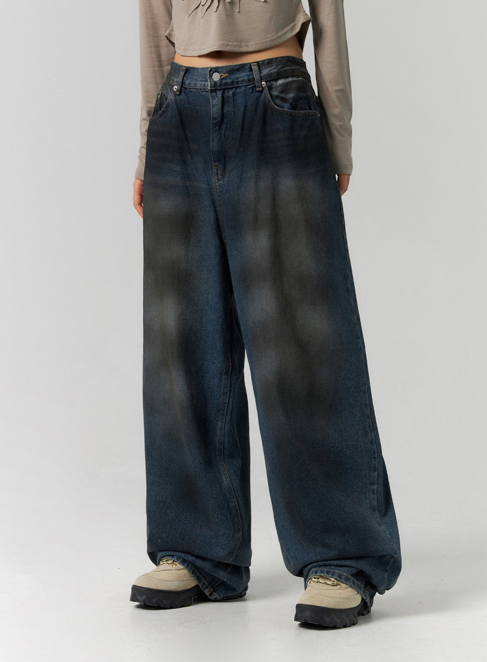 Tie-Dye Washed Wide Leg Jeans CS320