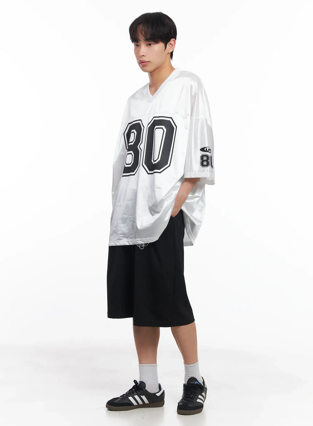 Men's Oversized V-Neck Jersey IU518