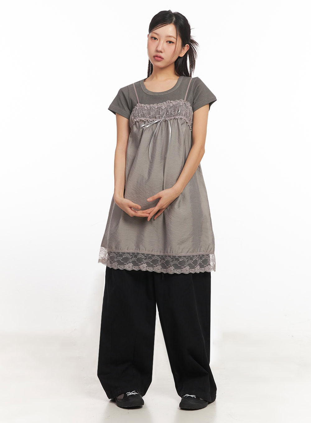 Satin Ribbon Lace Cami Dress IA524