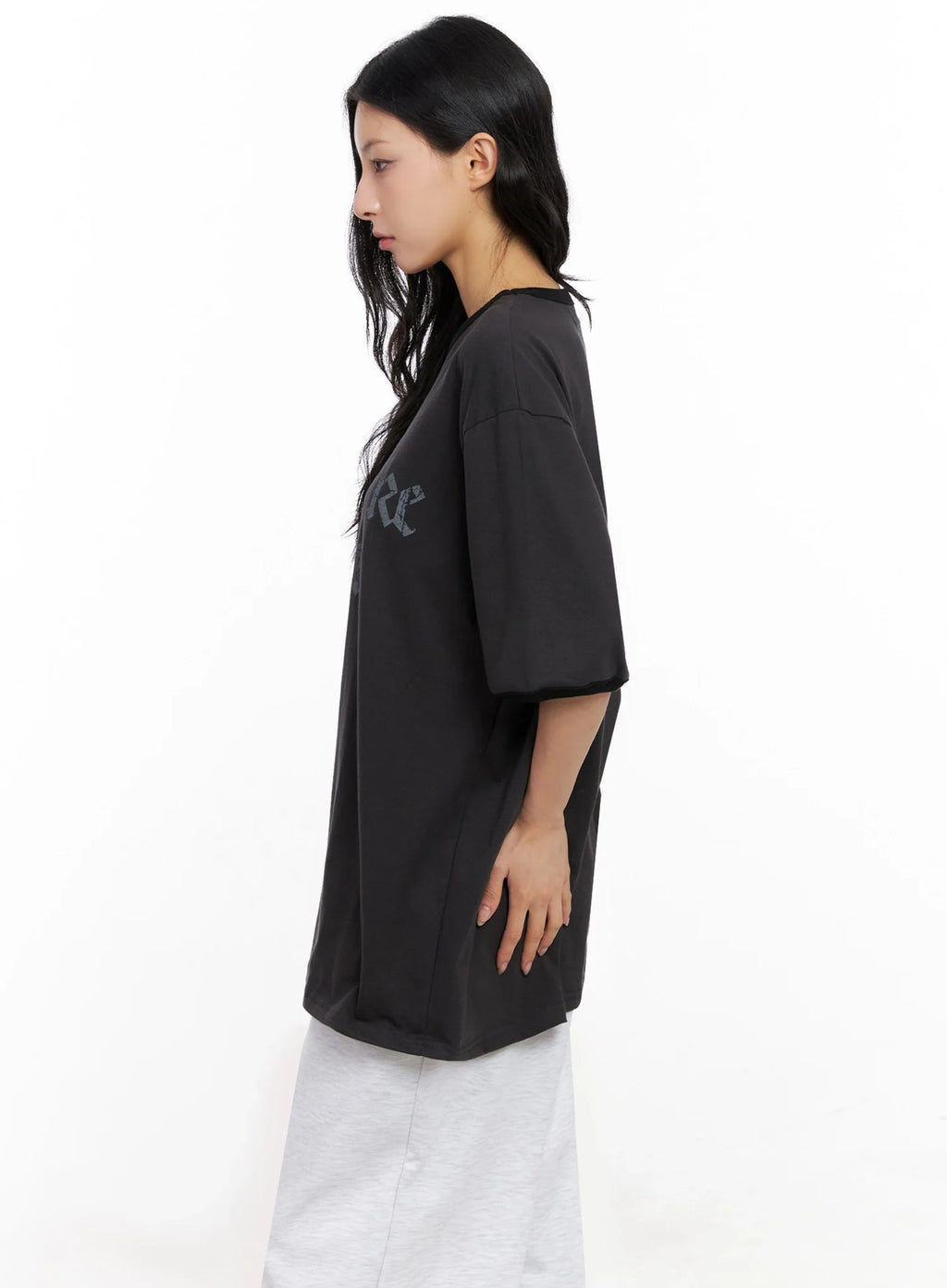 Oversized Gothic Graphic Print Tee IG508