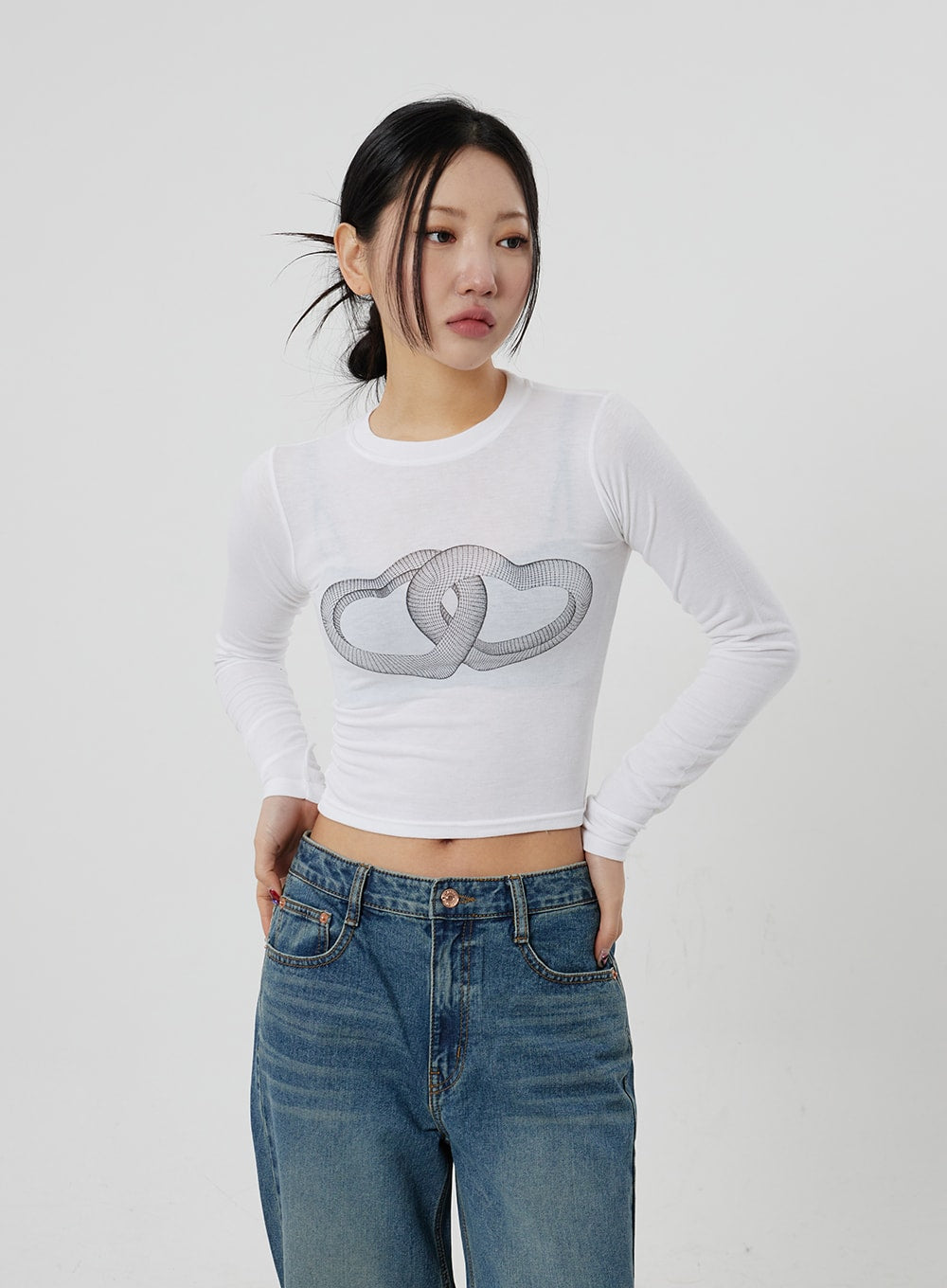Heart Crewneck Cropped Top CF301