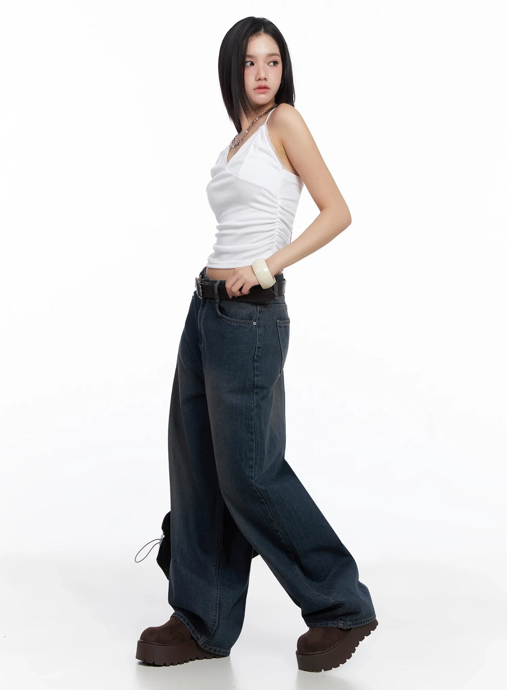 Square Buckle Faux Leather Belt IS525