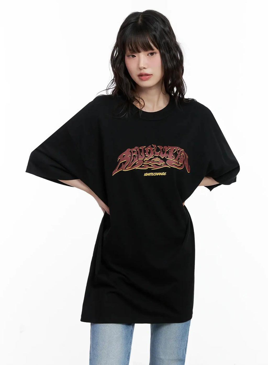 Oversized Statement Graphic T-Shirt IL528