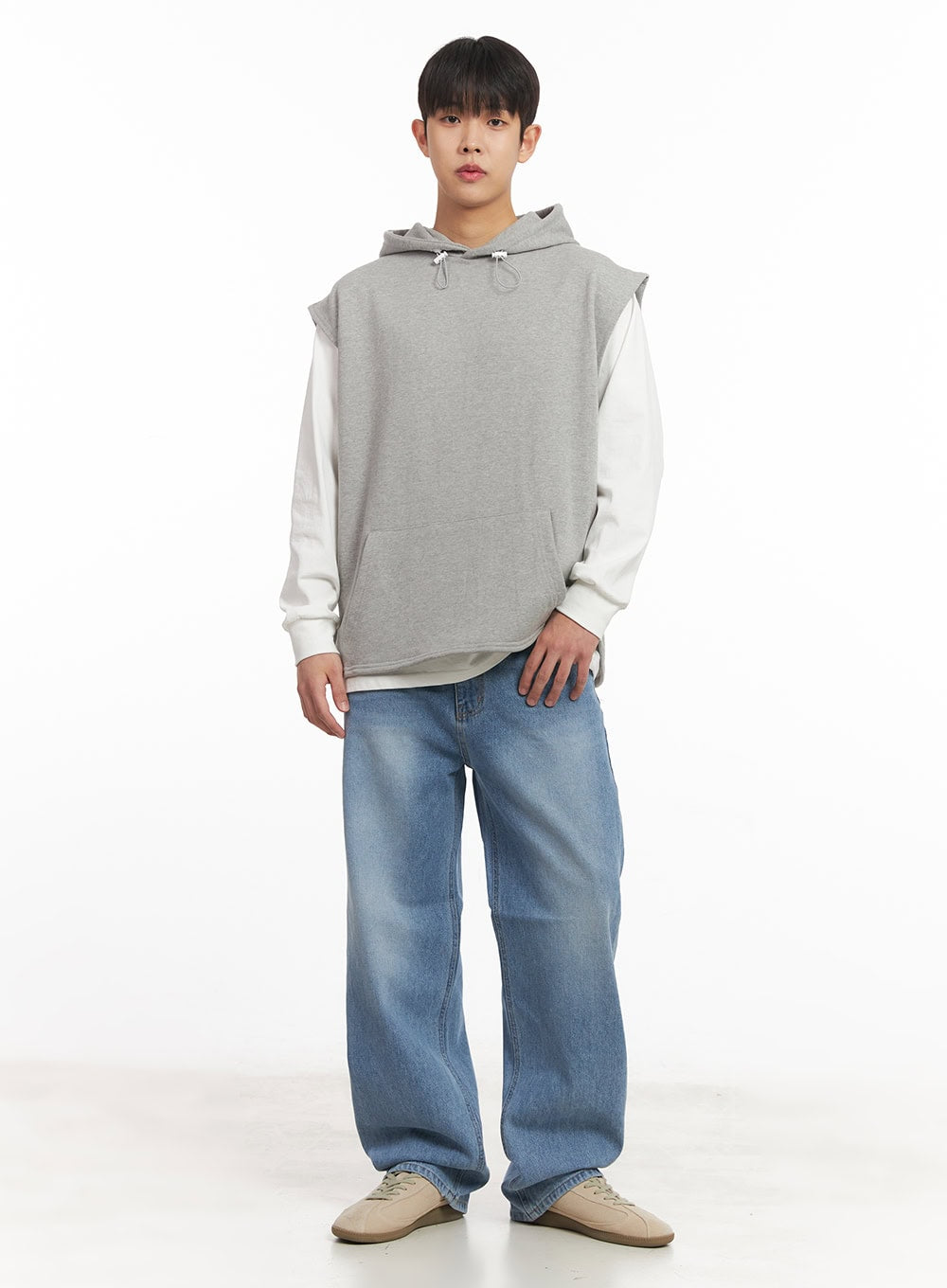 Men's Wide-Fit Washed Jeans IM517