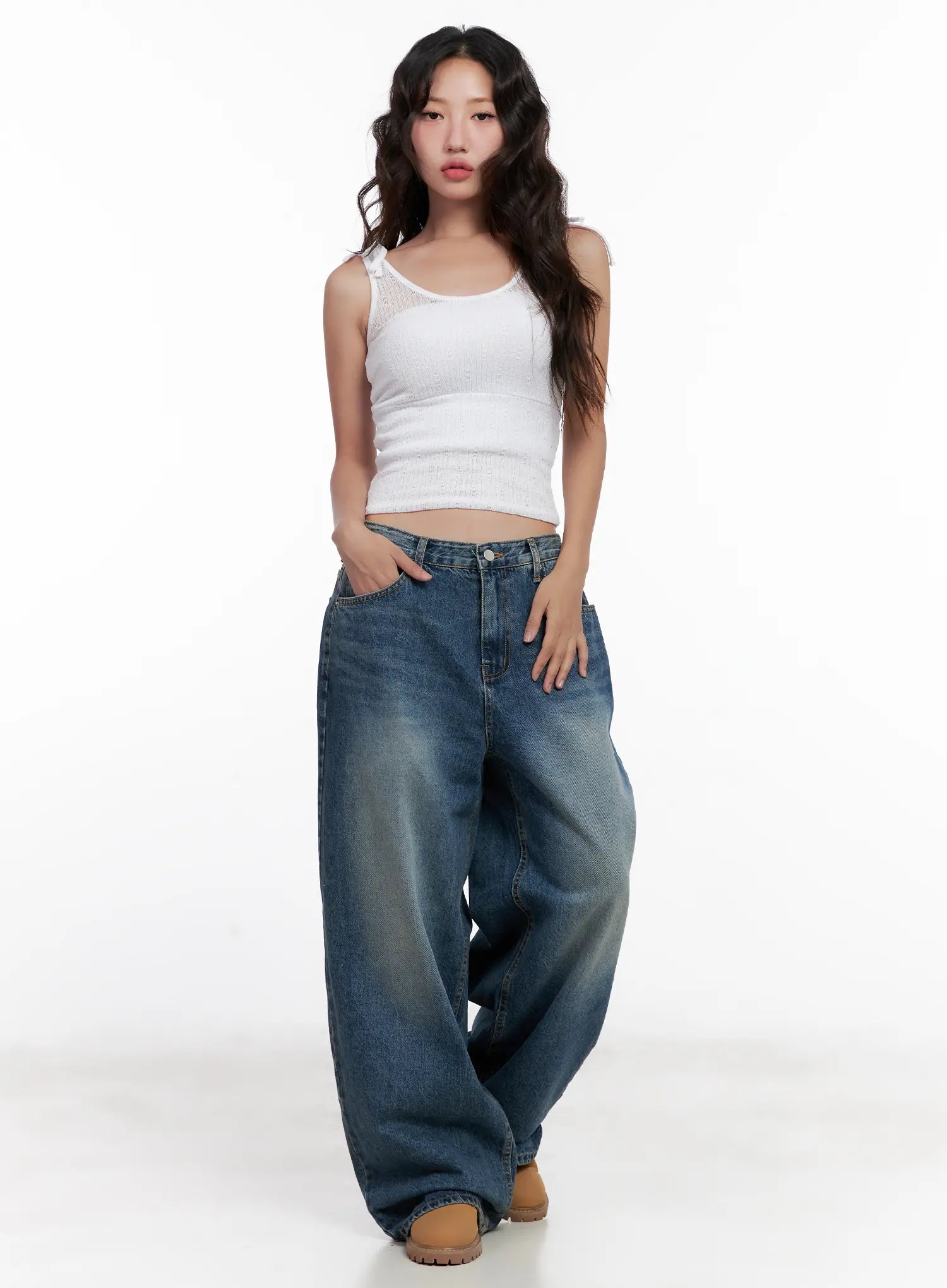 Miji Wide-Leg Washed Denim Jeans CL521