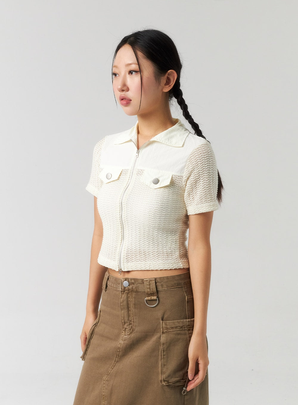 Mesh Zip-Up Top CU323