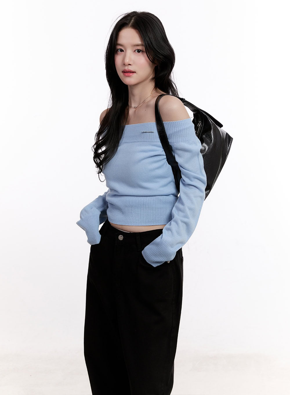 Elegant Off-Shoulder Crop Sweater CM527