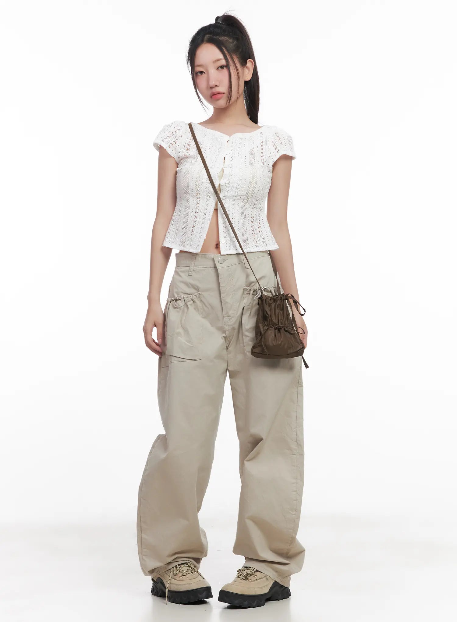 Sheer Buttoned Cropped Shirt CU516