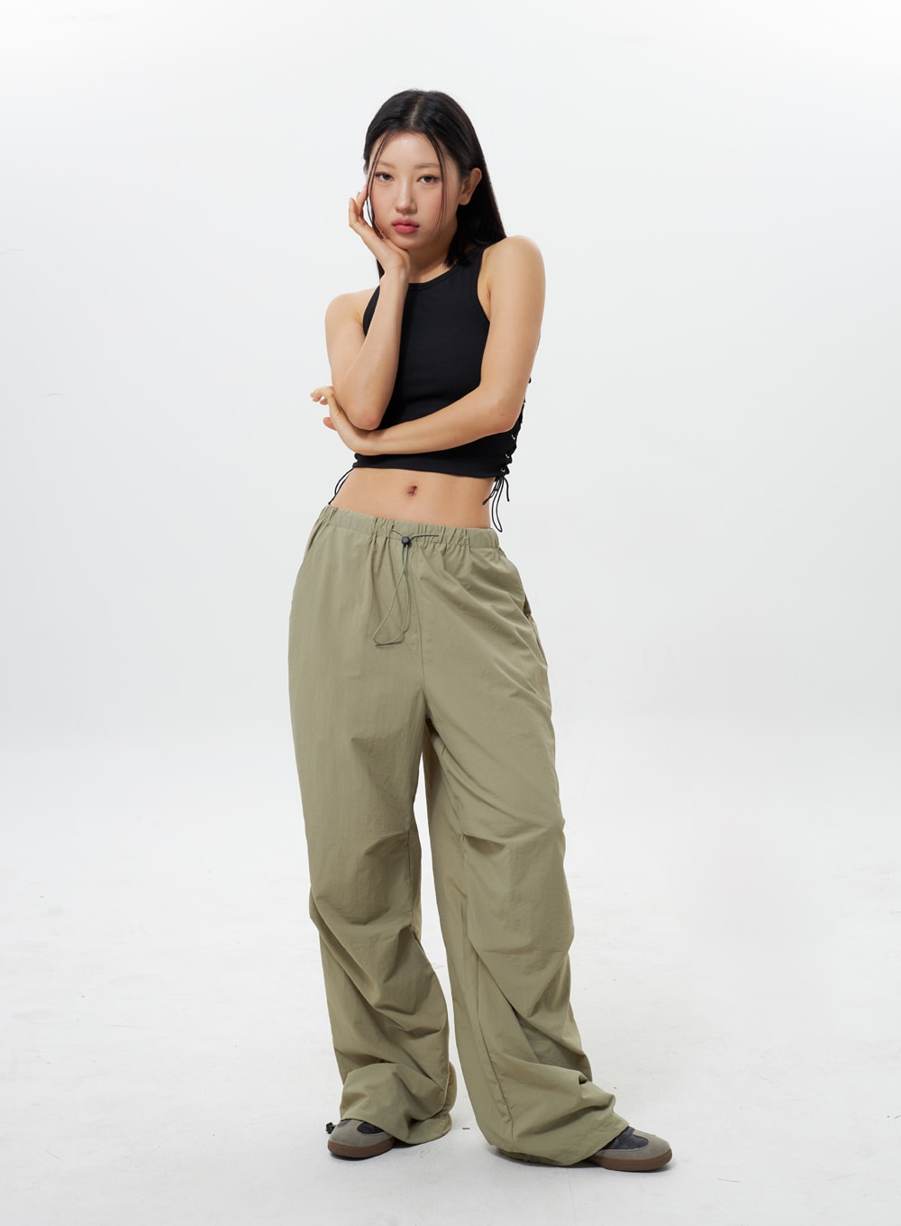 Nylon Wide Track Pants IY311