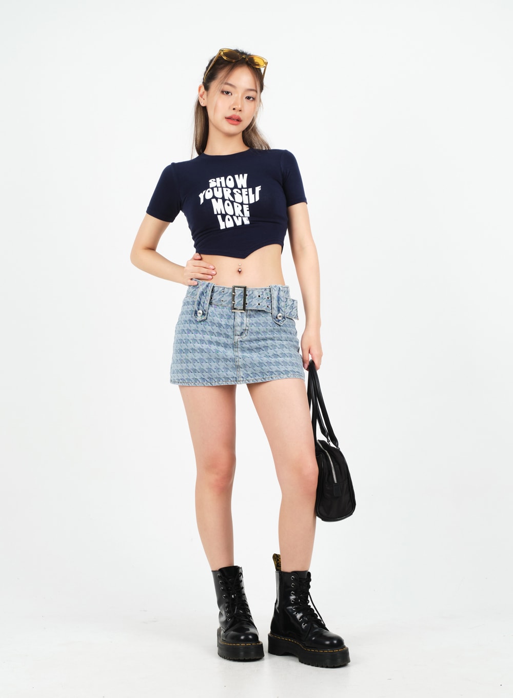 Low-Rise Micro Mini Skirt with Belt Set CM02